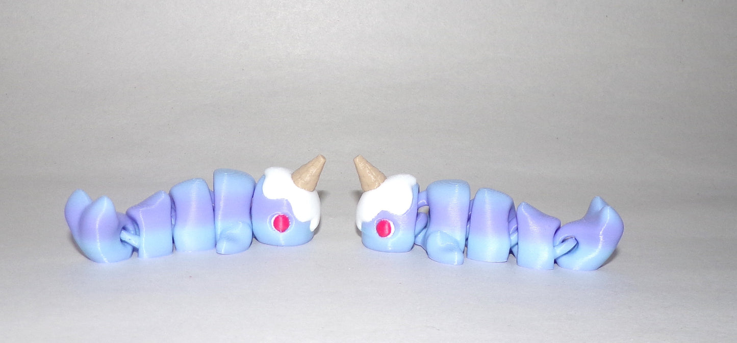 Ice Cream Narwhal Articulated 3d Printed Figurine - Wonderland 3D Printing