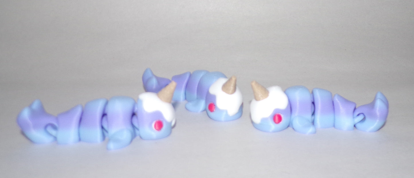 Ice Cream Narwhal Articulated 3d Printed Figurine - Wonderland 3D Printing
