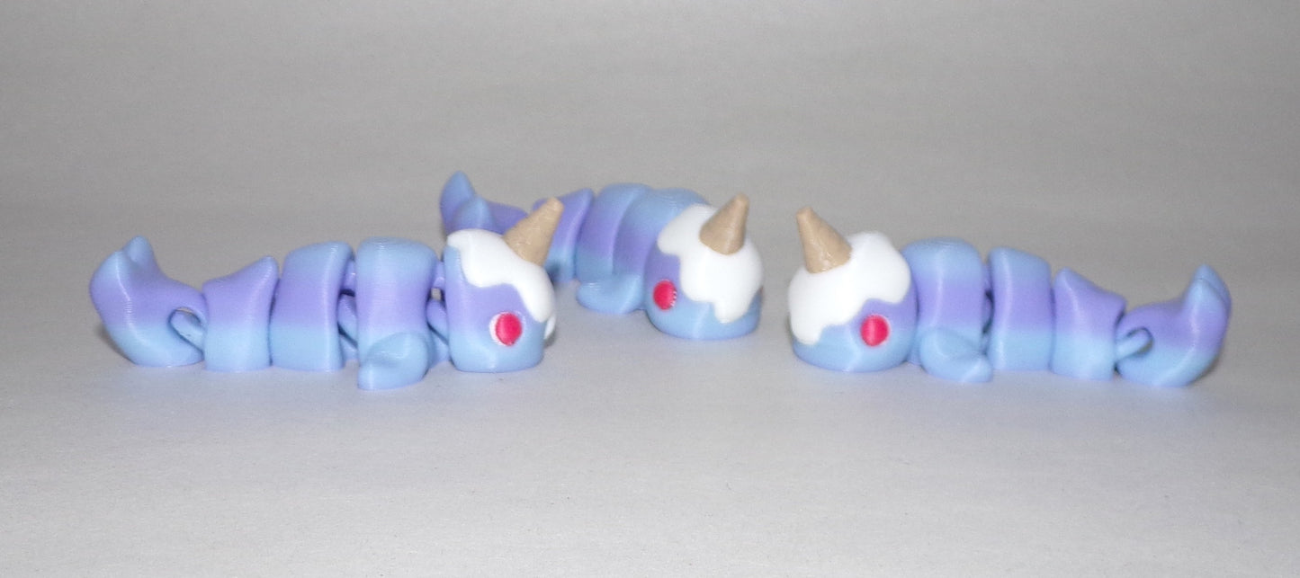 Ice Cream Narwhal Articulated 3d Printed Figurine - Wonderland 3D Printing