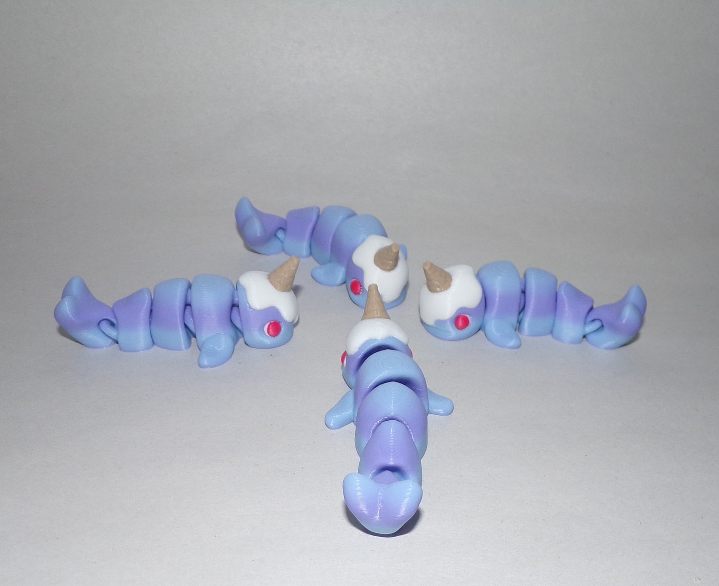 Ice Cream Narwhal Articulated 3d Printed Figurine - Wonderland 3D Printing