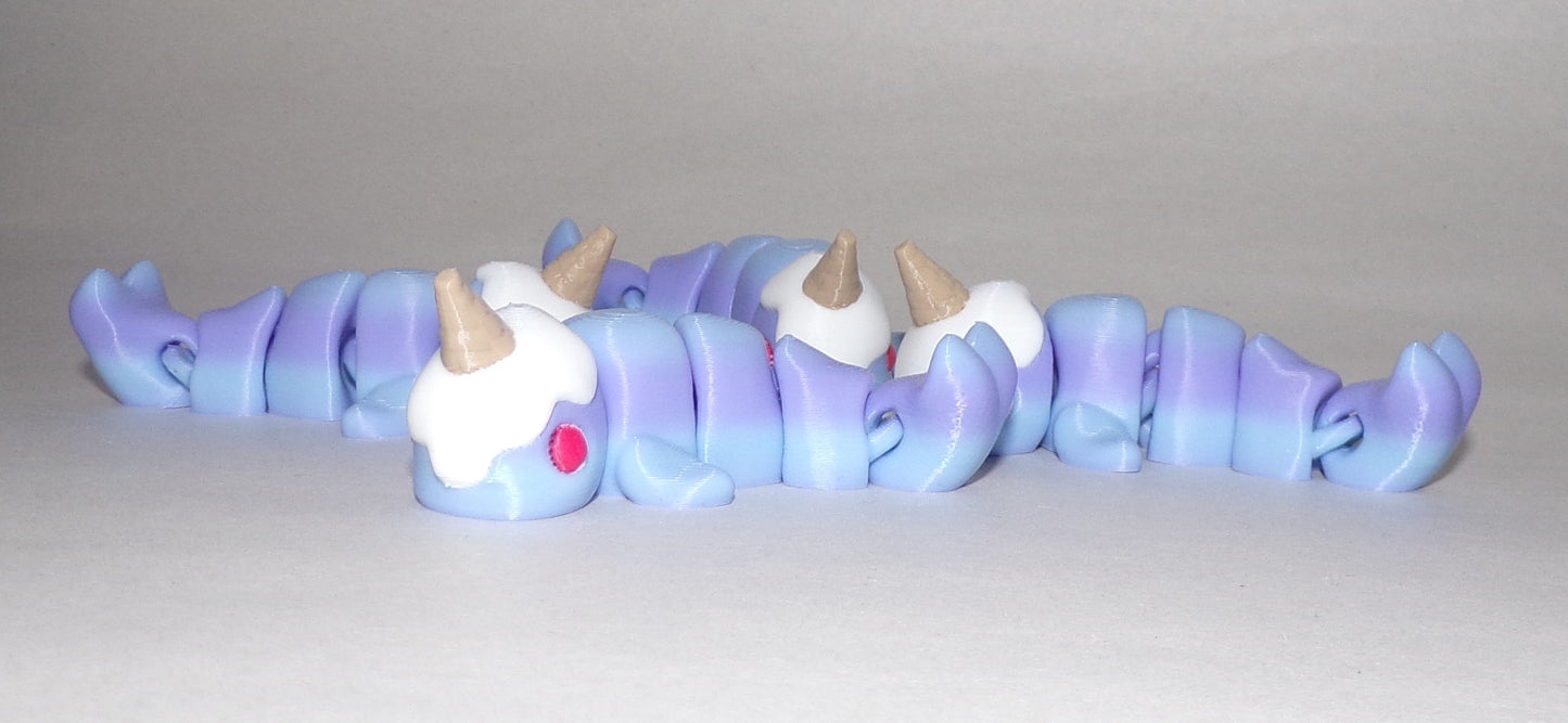Ice Cream Narwhal Articulated 3d Printed Figurine - Wonderland 3D Printing