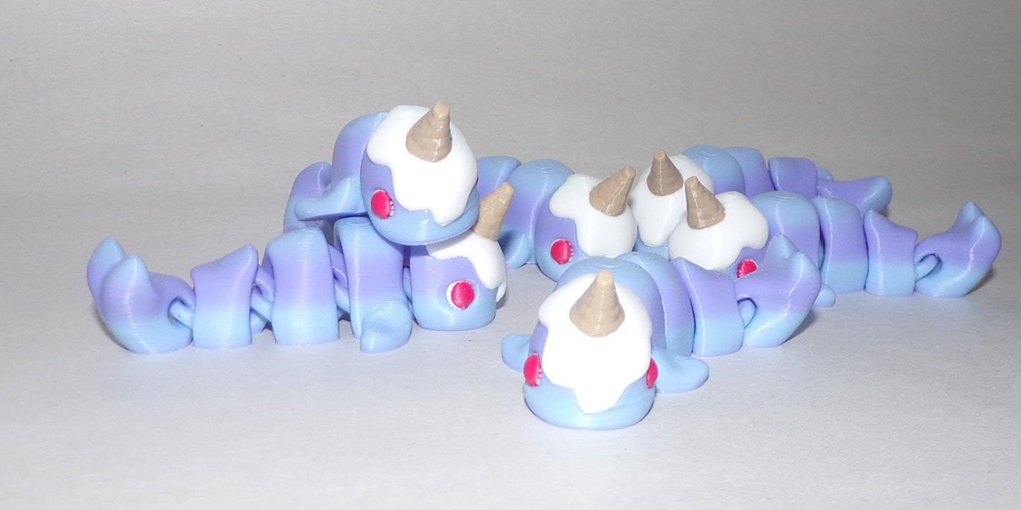 Ice Cream Narwhal Articulated 3d Printed Figurine - Wonderland 3D Printing