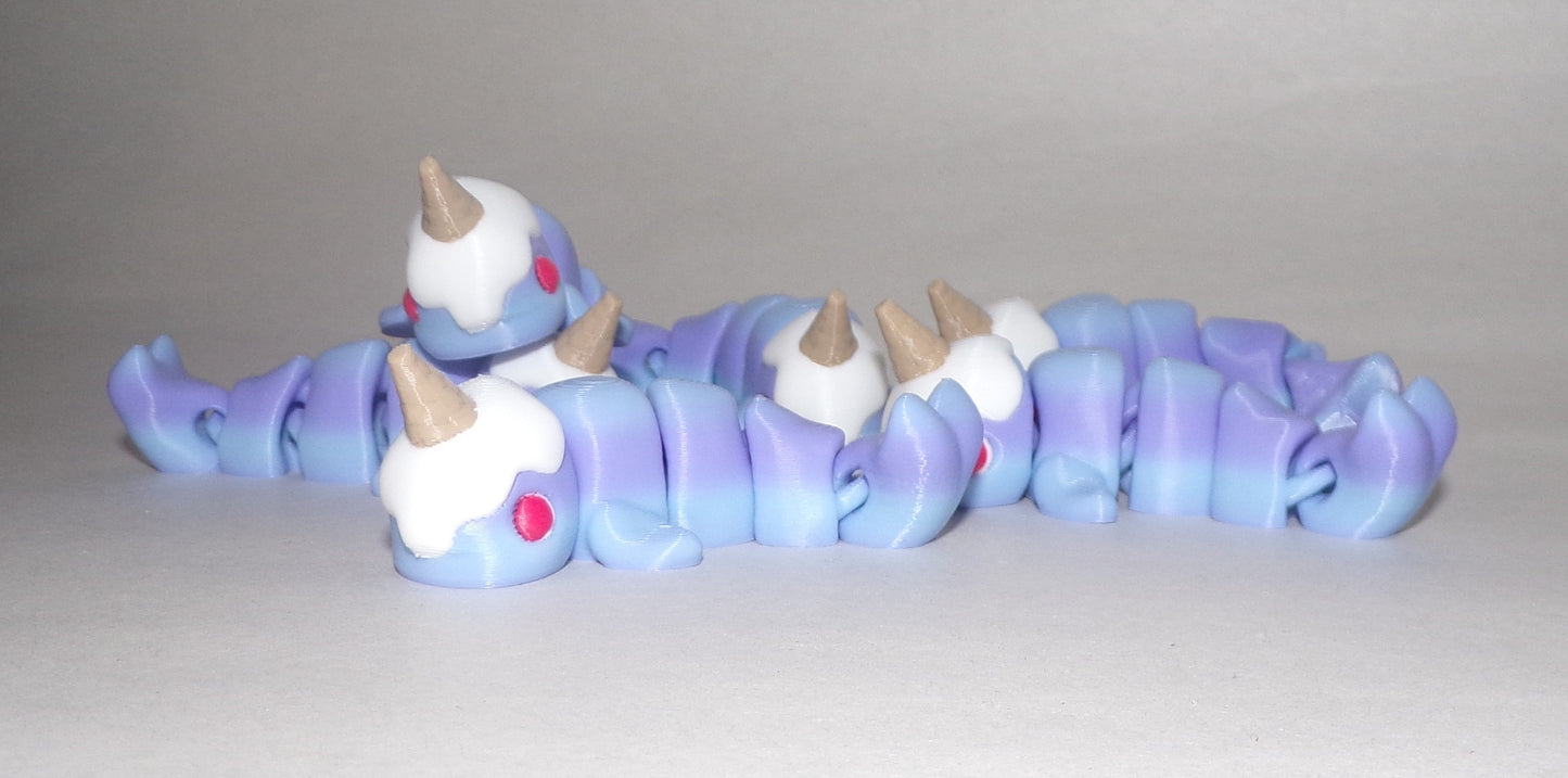 Ice Cream Narwhal Articulated 3d Printed Figurine - Wonderland 3D Printing