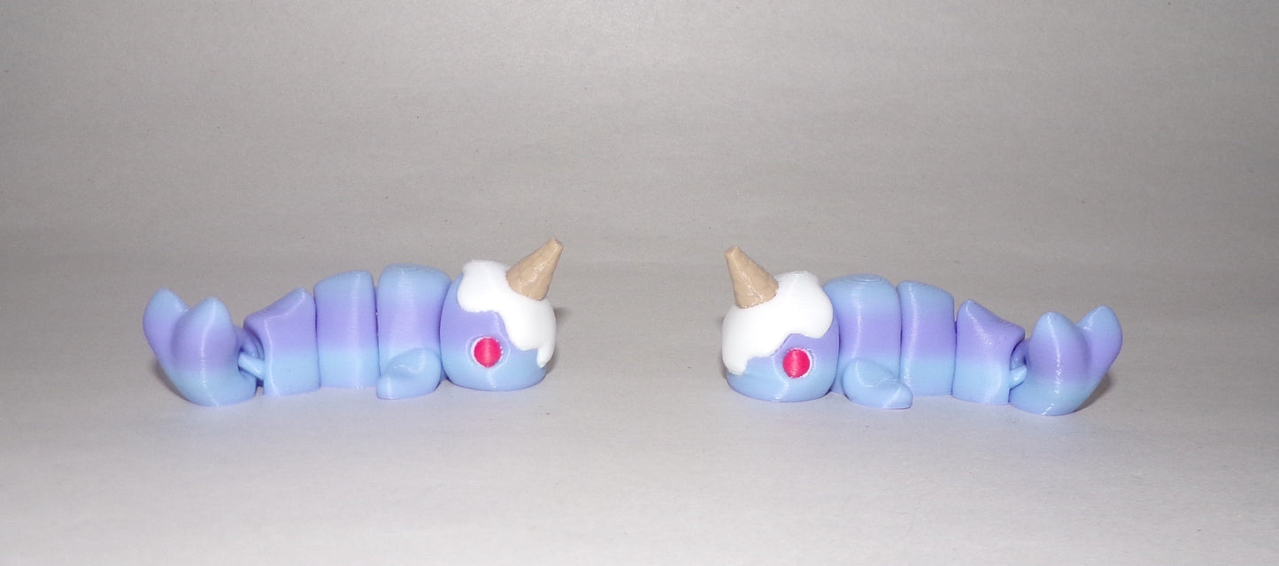 Ice Cream Narwhal Articulated 3d Printed Figurine - Wonderland 3D Printing