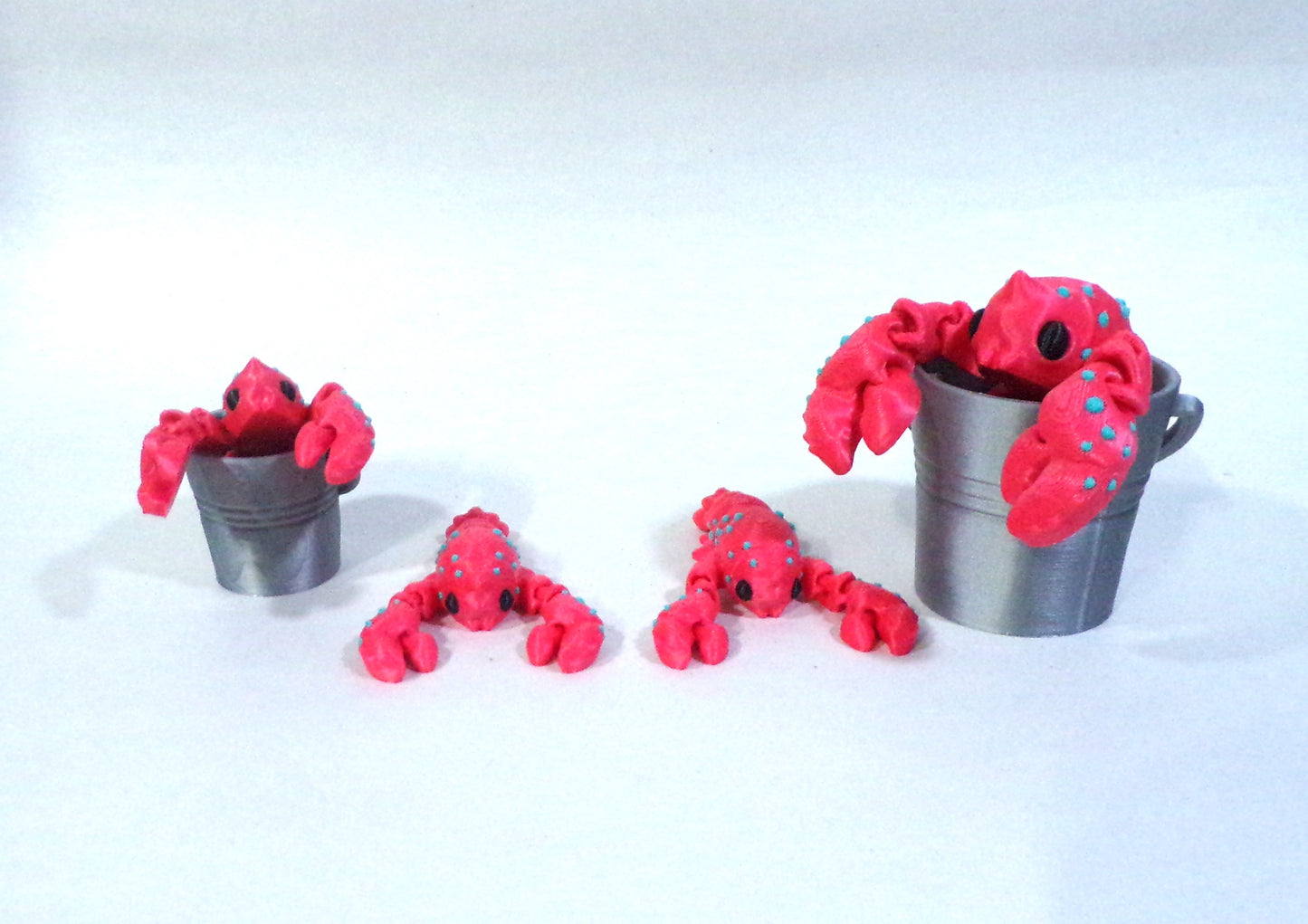 Crystal Crab or Lobster with Pail Articulated 3d Printed Figurine - Wonderland 3D Printing