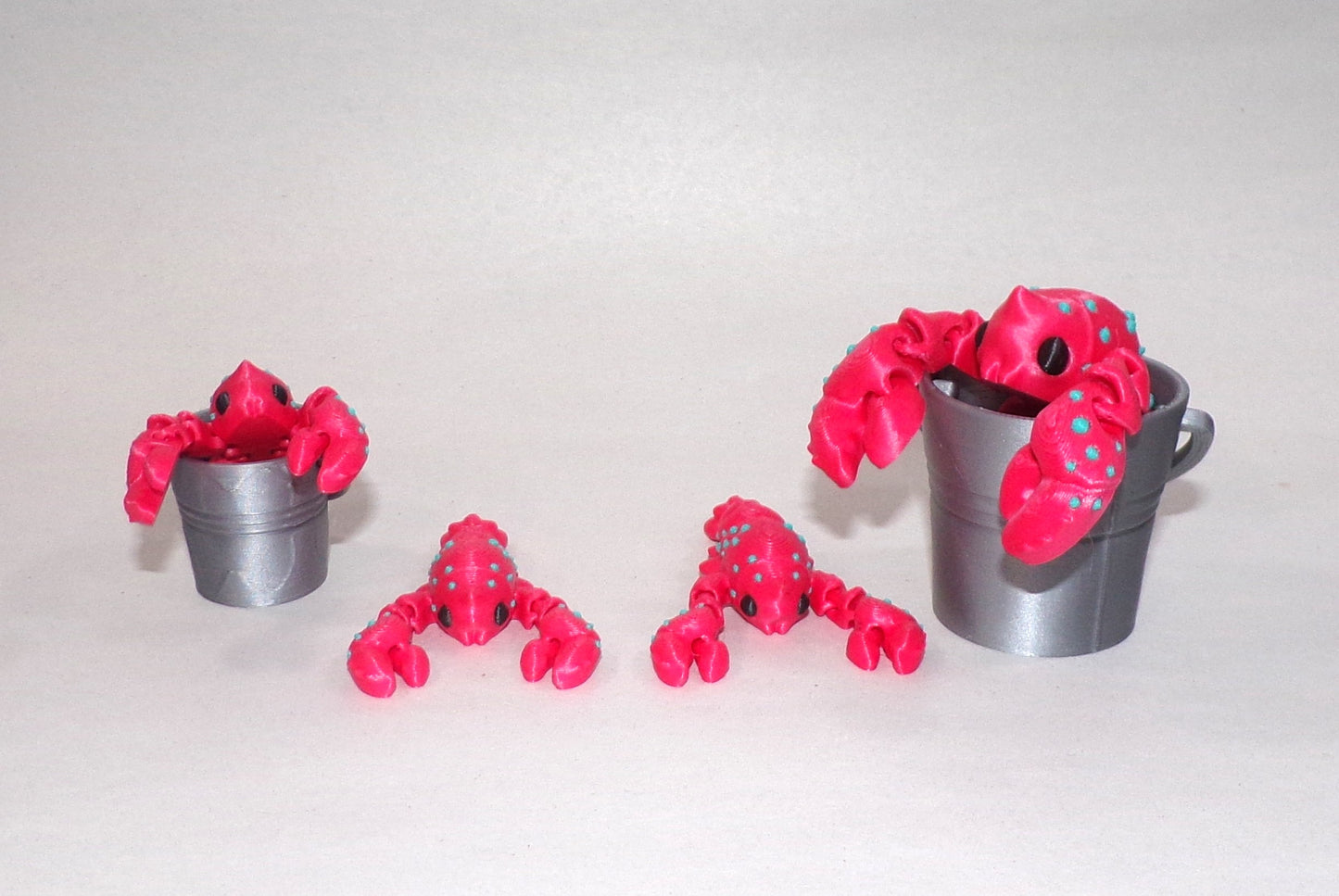 Crystal Crab or Lobster with Pail Articulated 3d Printed Figurine - Wonderland 3D Printing