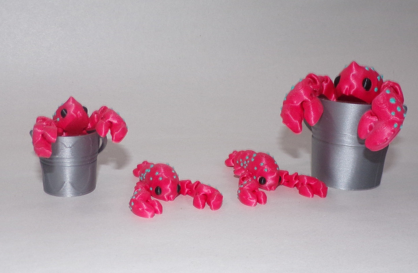 Crystal Crab or Lobster with Pail Articulated 3d Printed Figurine - Wonderland 3D Printing