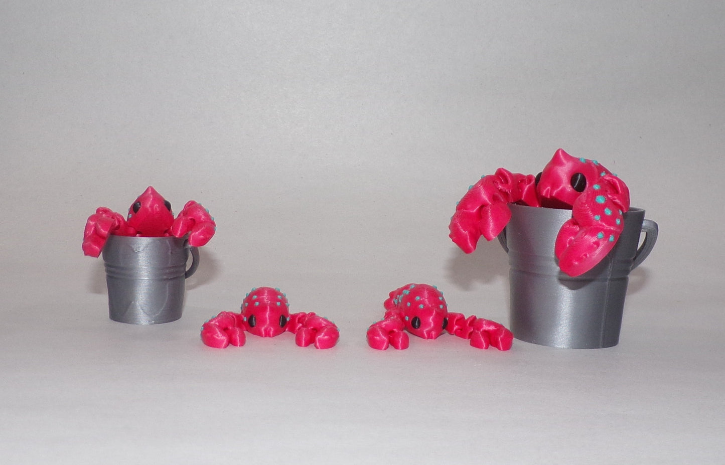 Crystal Crab or Lobster with Pail Articulated 3d Printed Figurine - Wonderland 3D Printing