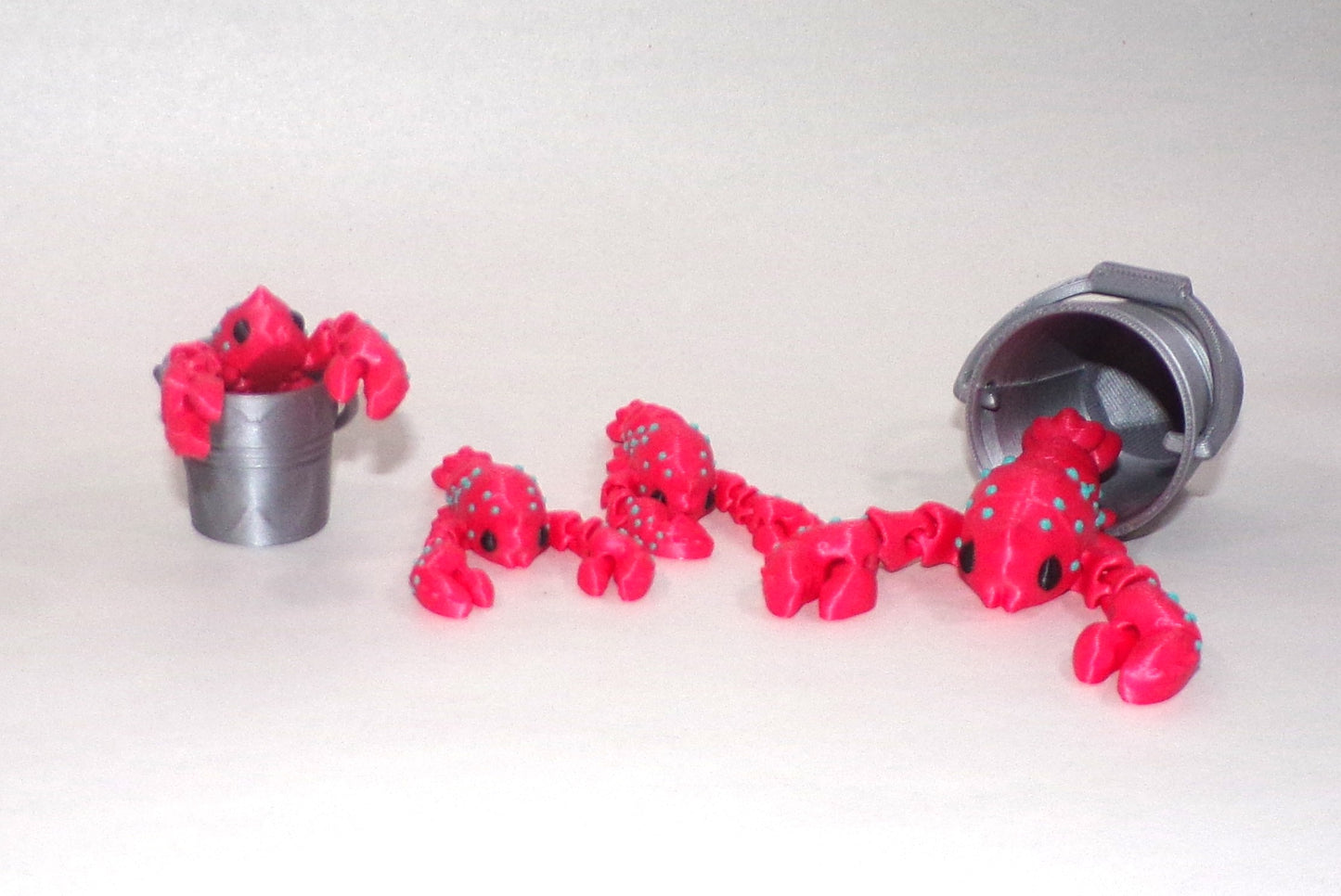 Crystal Crab or Lobster with Pail Articulated 3d Printed Figurine - Wonderland 3D Printing