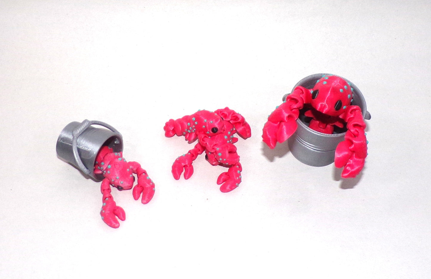 Crystal Crab or Lobster with Pail Articulated 3d Printed Figurine - Wonderland 3D Printing