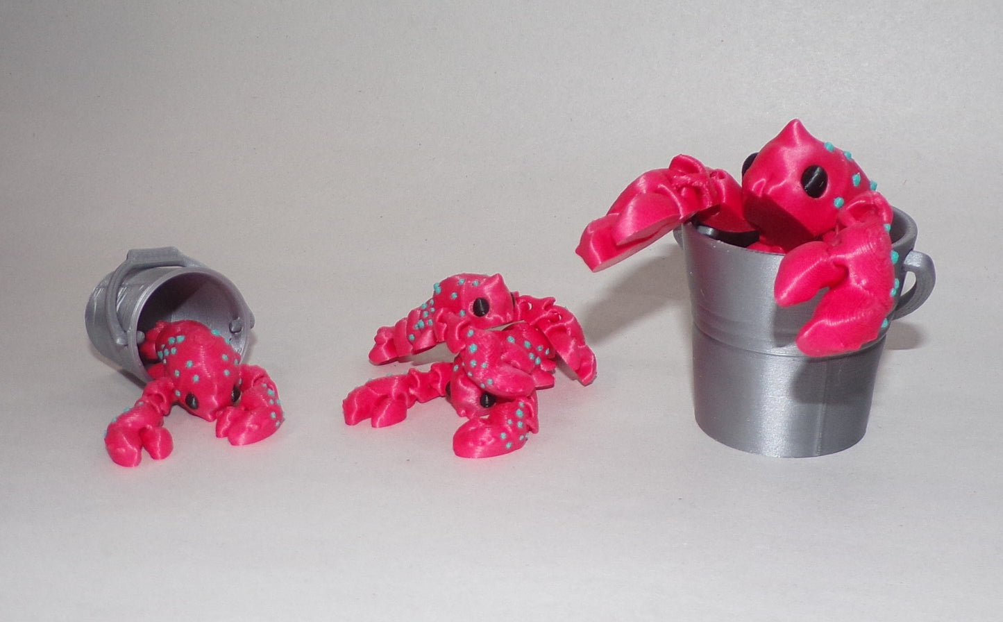 Crystal Crab or Lobster with Pail Articulated 3d Printed Figurine - Wonderland 3D Printing