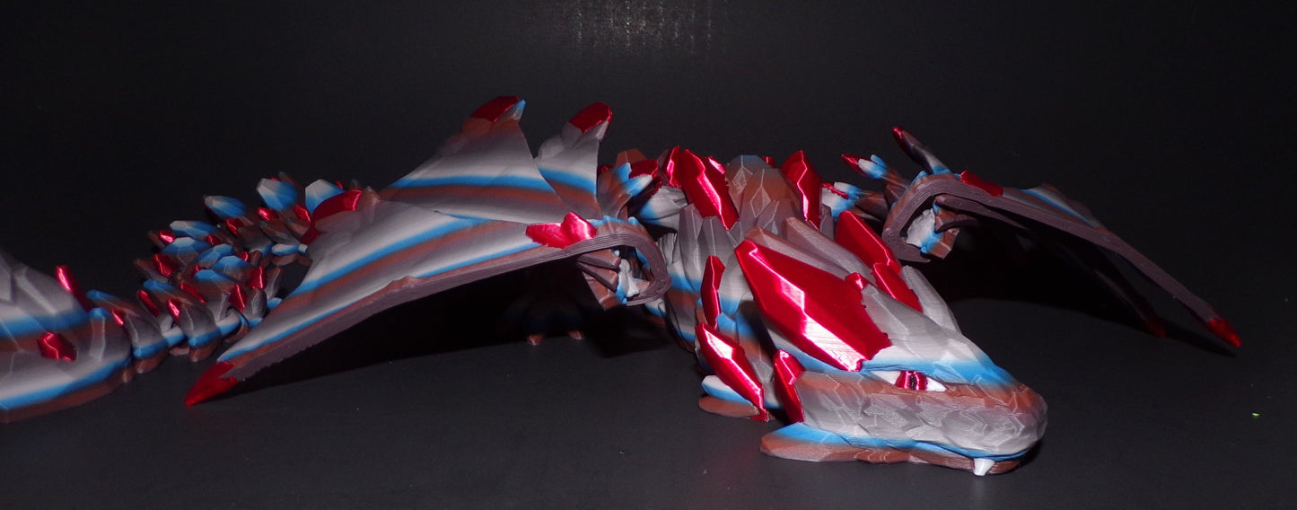 Crystal Wolf Dragon Winged or Wingless 3D Printed Articulated Figurine