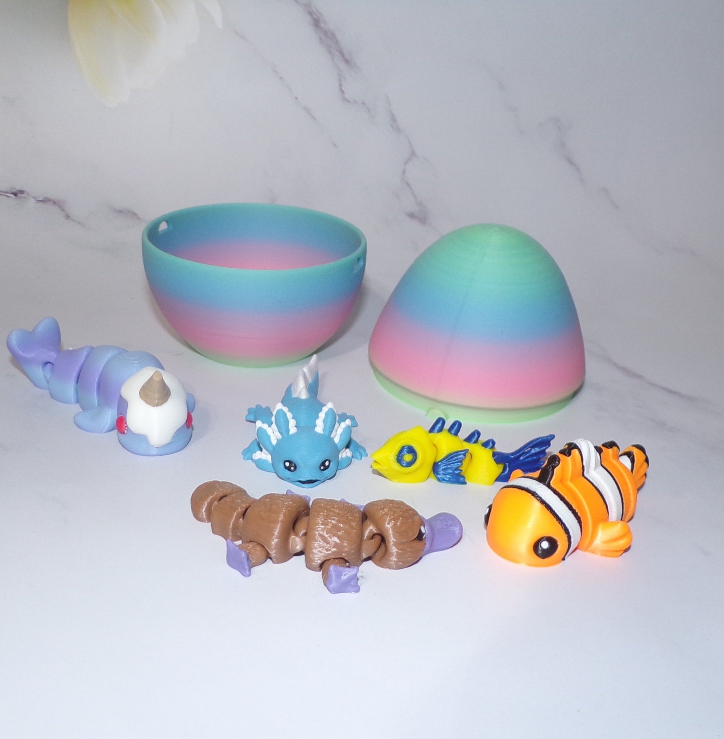 10 Pack Mystery Mini Animal Packs-3D Printed Articulating Figurines-Unique and fun designs Includes Mystery Egg-Stress Relief