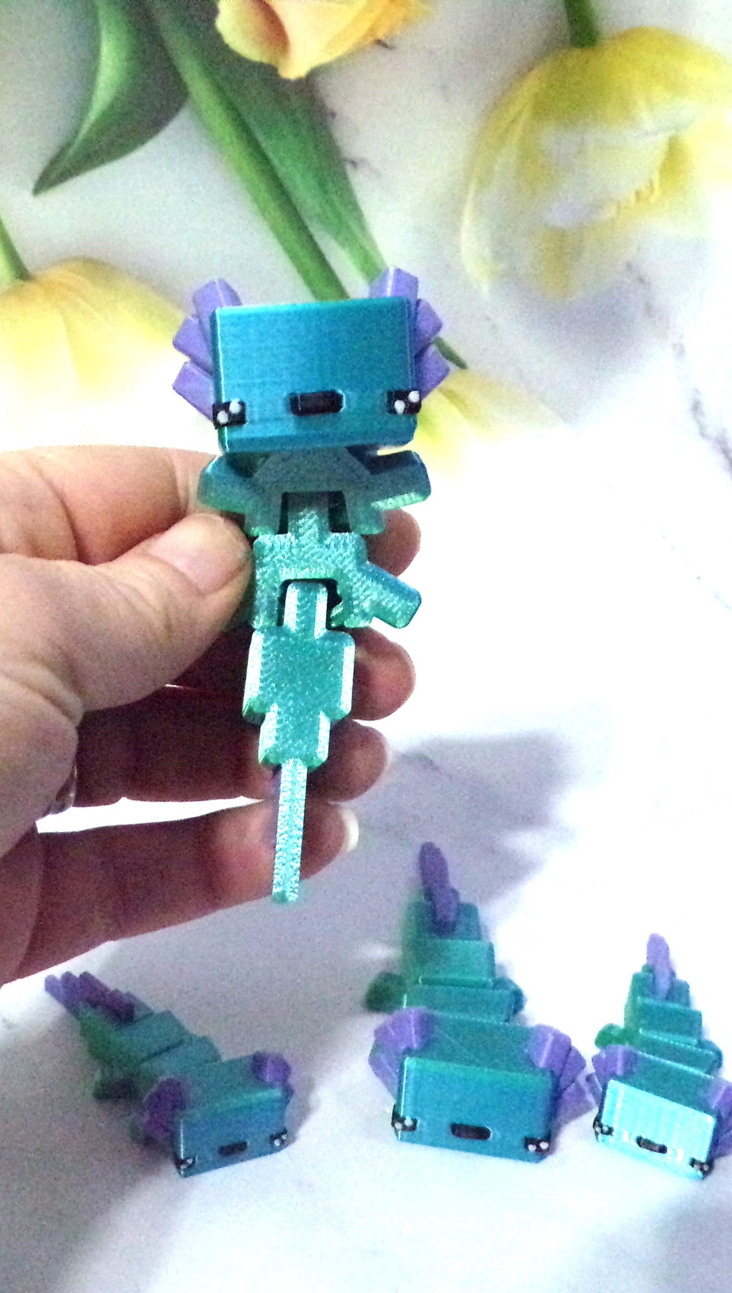 Bloxolotl Articulated 3d Printed Figurine - Wonderland 3D Printing
