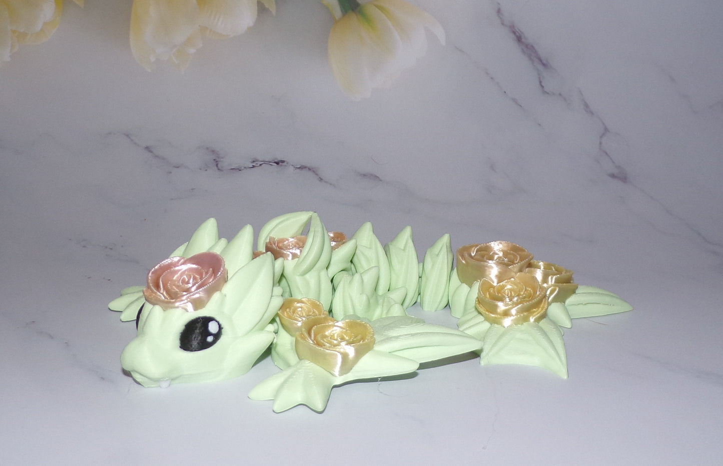 Tiny Rose Dragon or Rose Wyvern 3D Printed Articulated Figurine - Wonderland 3D Printing