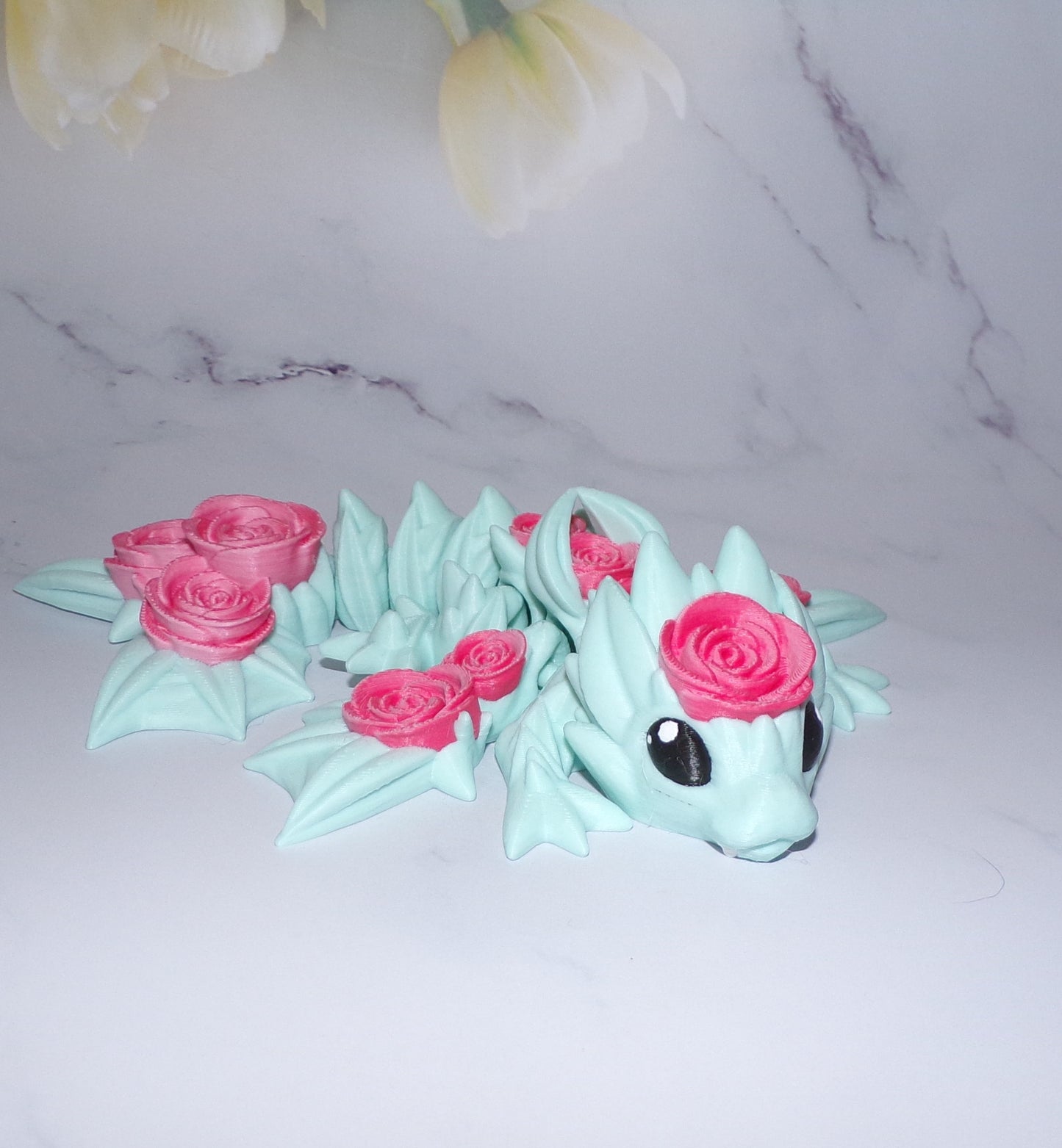 Tiny Rose Dragon or Rose Wyvern 3D Printed Articulated Figurine - Wonderland 3D Printing