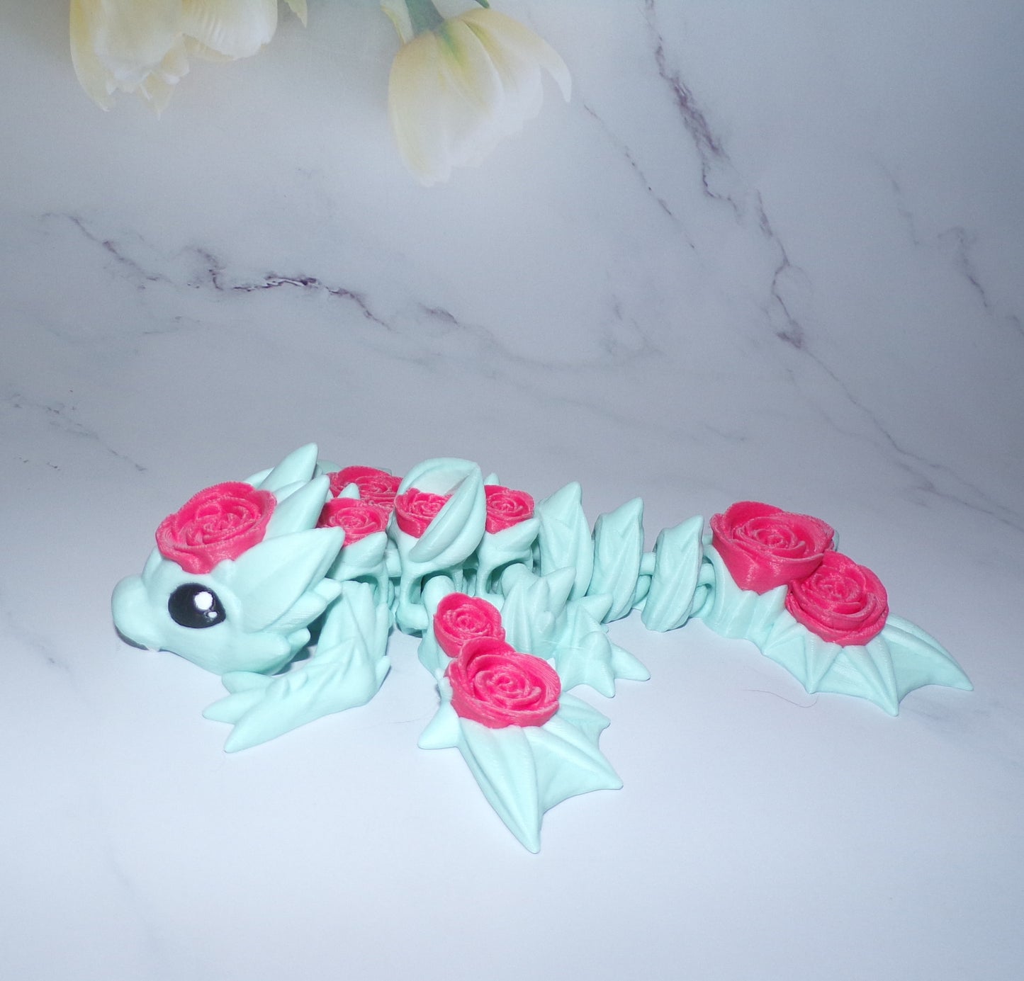 Tiny Rose Dragon or Rose Wyvern 3D Printed Articulated Figurine - Wonderland 3D Printing