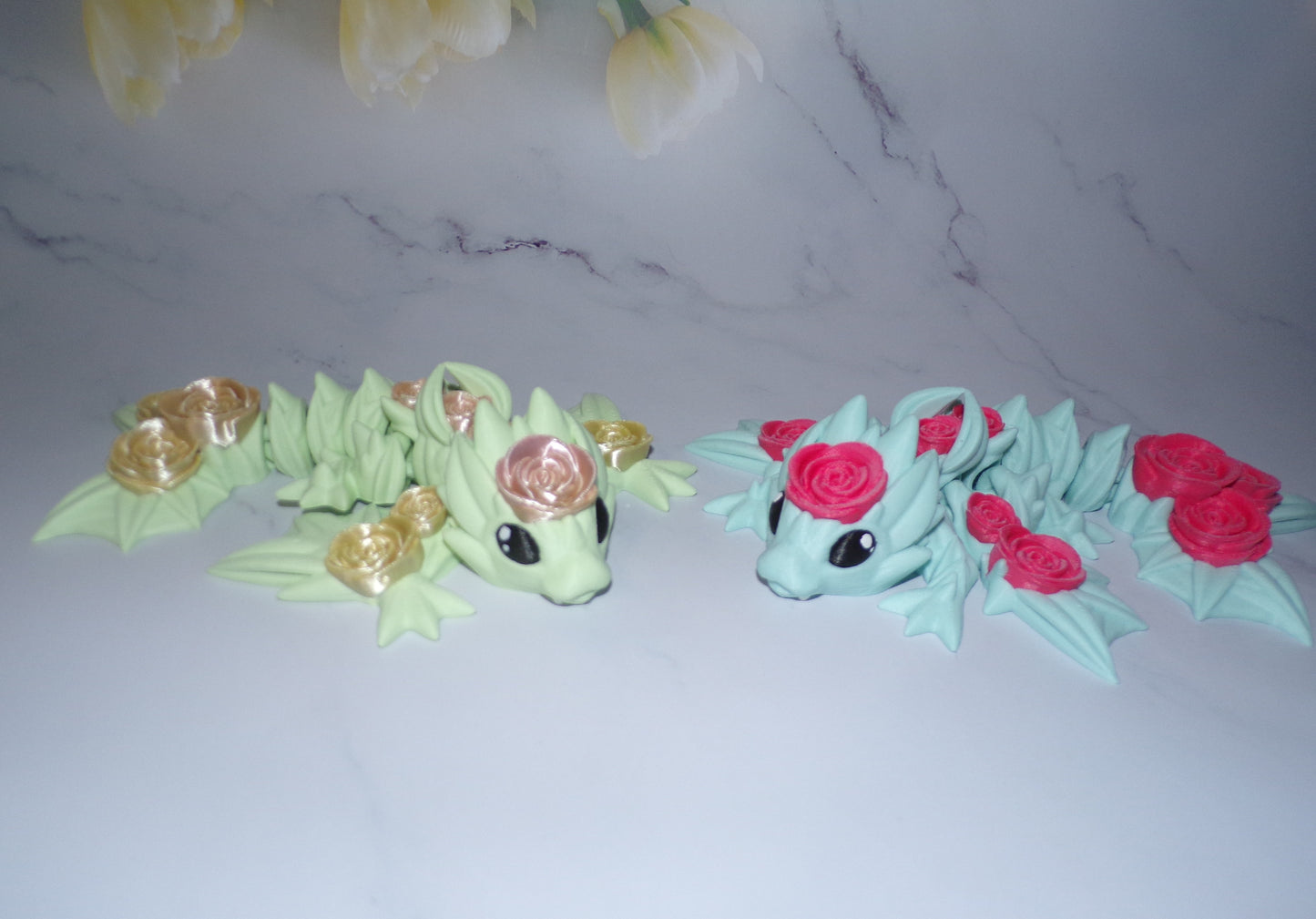 Tiny Rose Dragon or Rose Wyvern 3D Printed Articulated Figurine - Wonderland 3D Printing