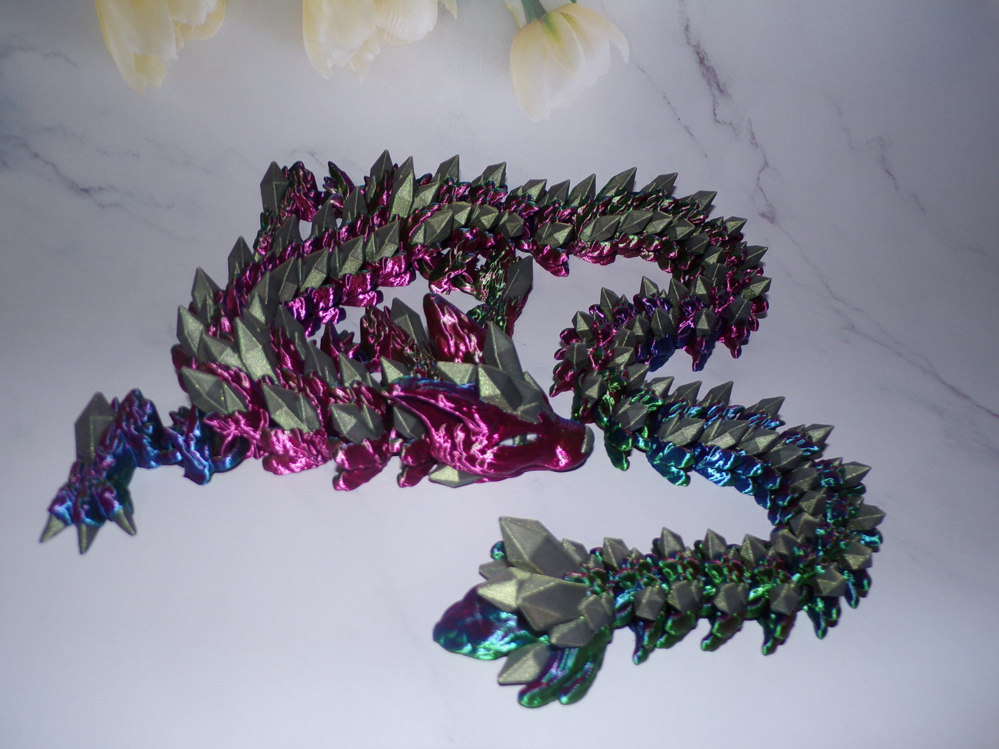 Crystal Wolf Dragon Winged or Wingless 3D Printed Articulated Figurine