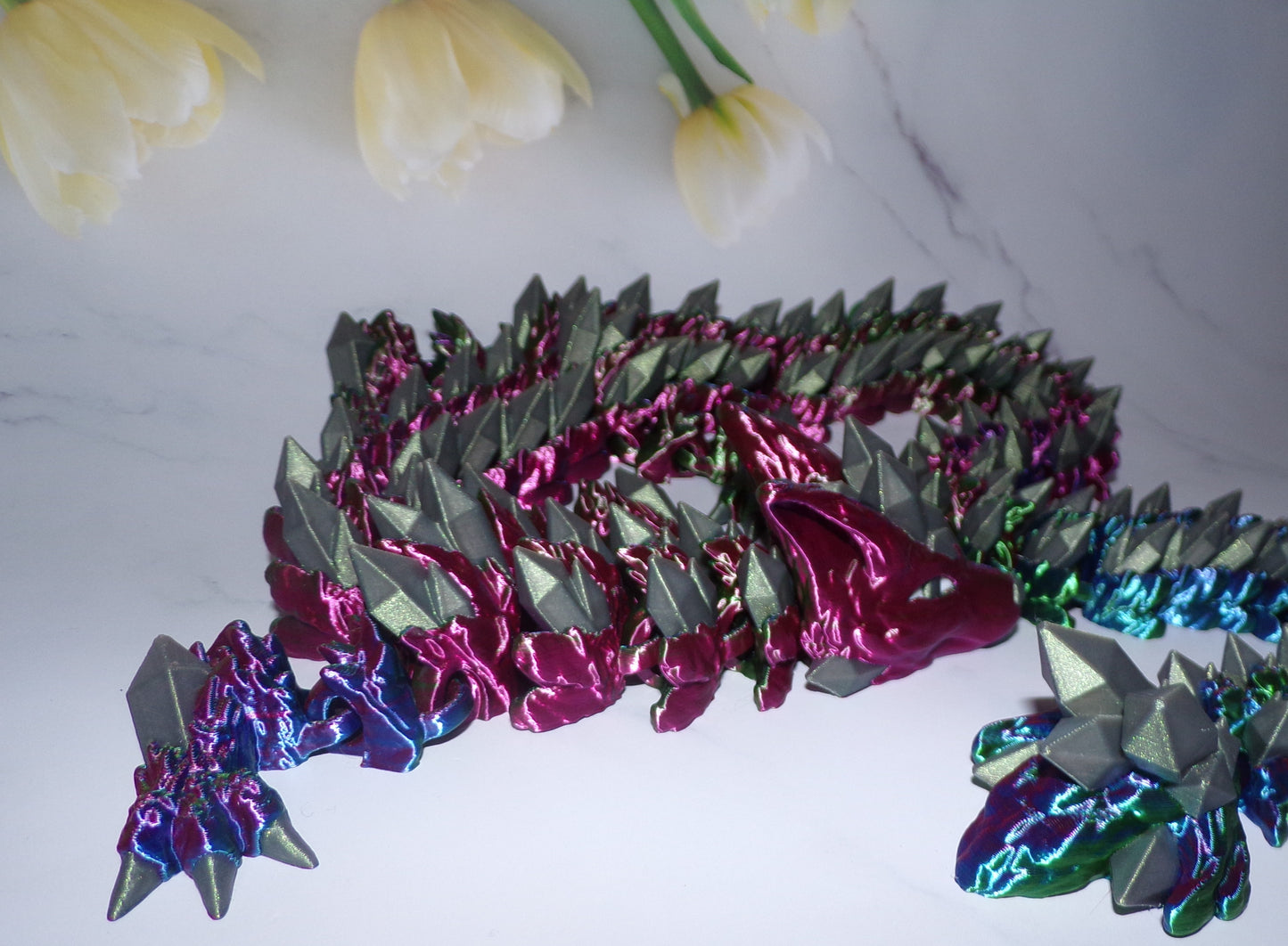 Crystal Wolf Dragon Winged or Wingless 3D Printed Articulated Figurine