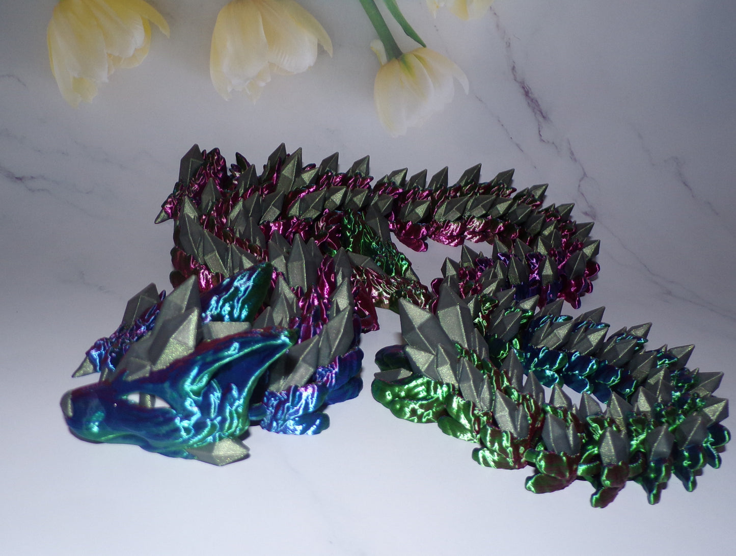Crystal Wolf Dragon Winged or Wingless 3D Printed Articulated Figurine