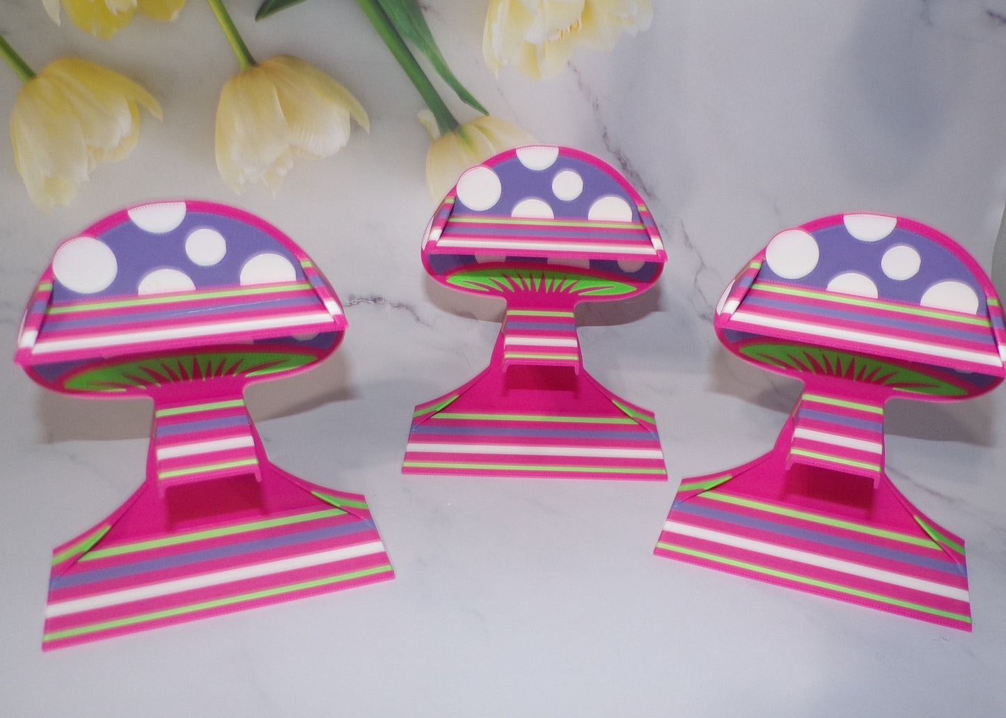 3-Tier Mushroom Shelf to hold minis, 3D Printed Free Standing Shelf - Wonderland 3D Printing