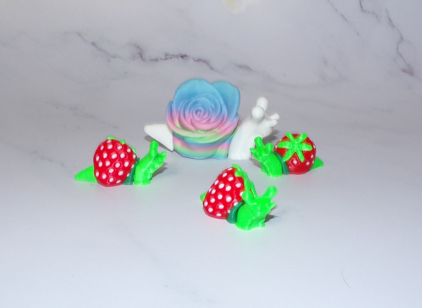 Snails-Rose, Strawberry or Chocolate Covered Strawberry 3D Printed Articulated Figurine - Wonderland 3D Printing