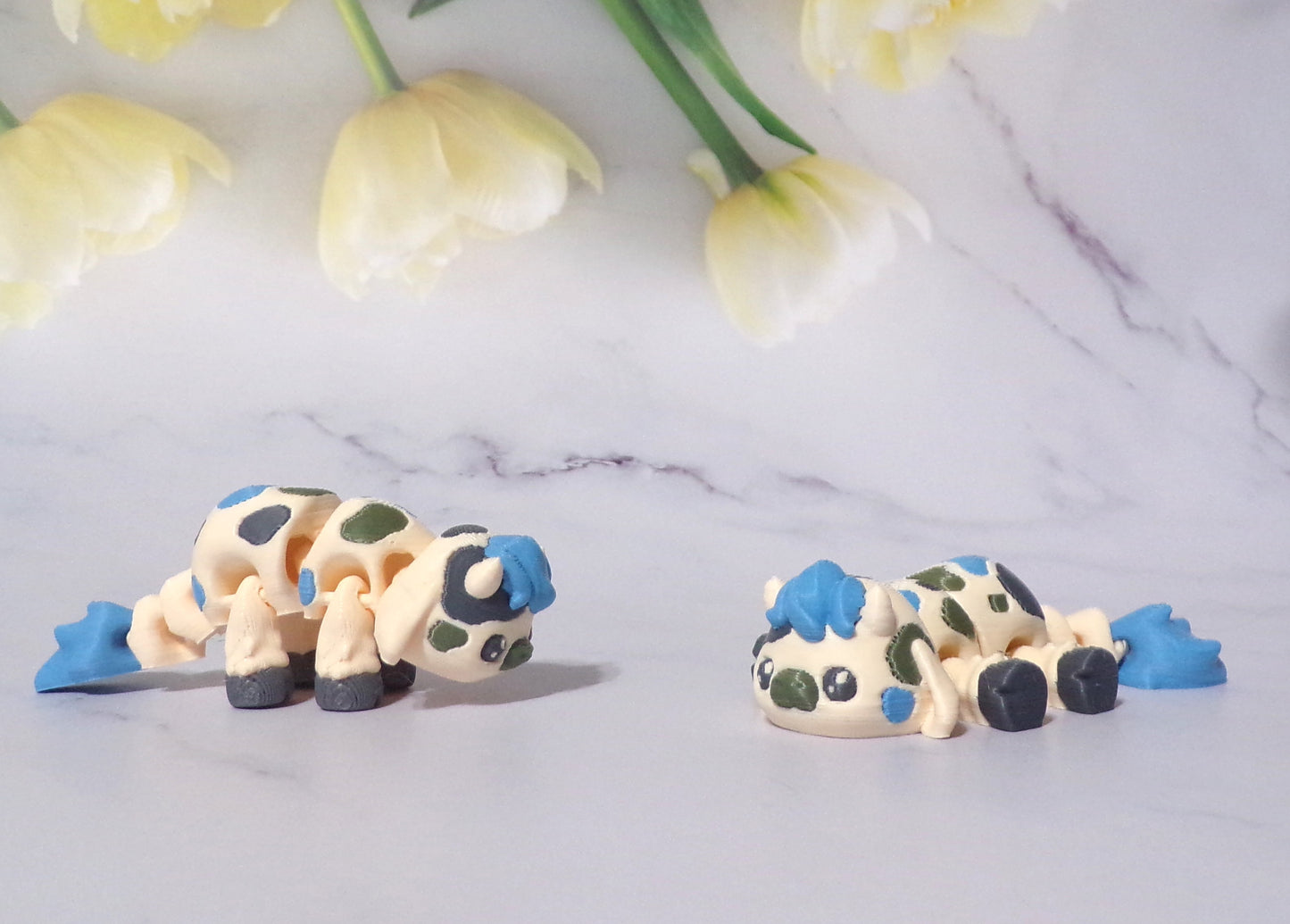 Camo Kitty or Camo Cow Articulated 3d Printed Figurine - Wonderland 3D Printing