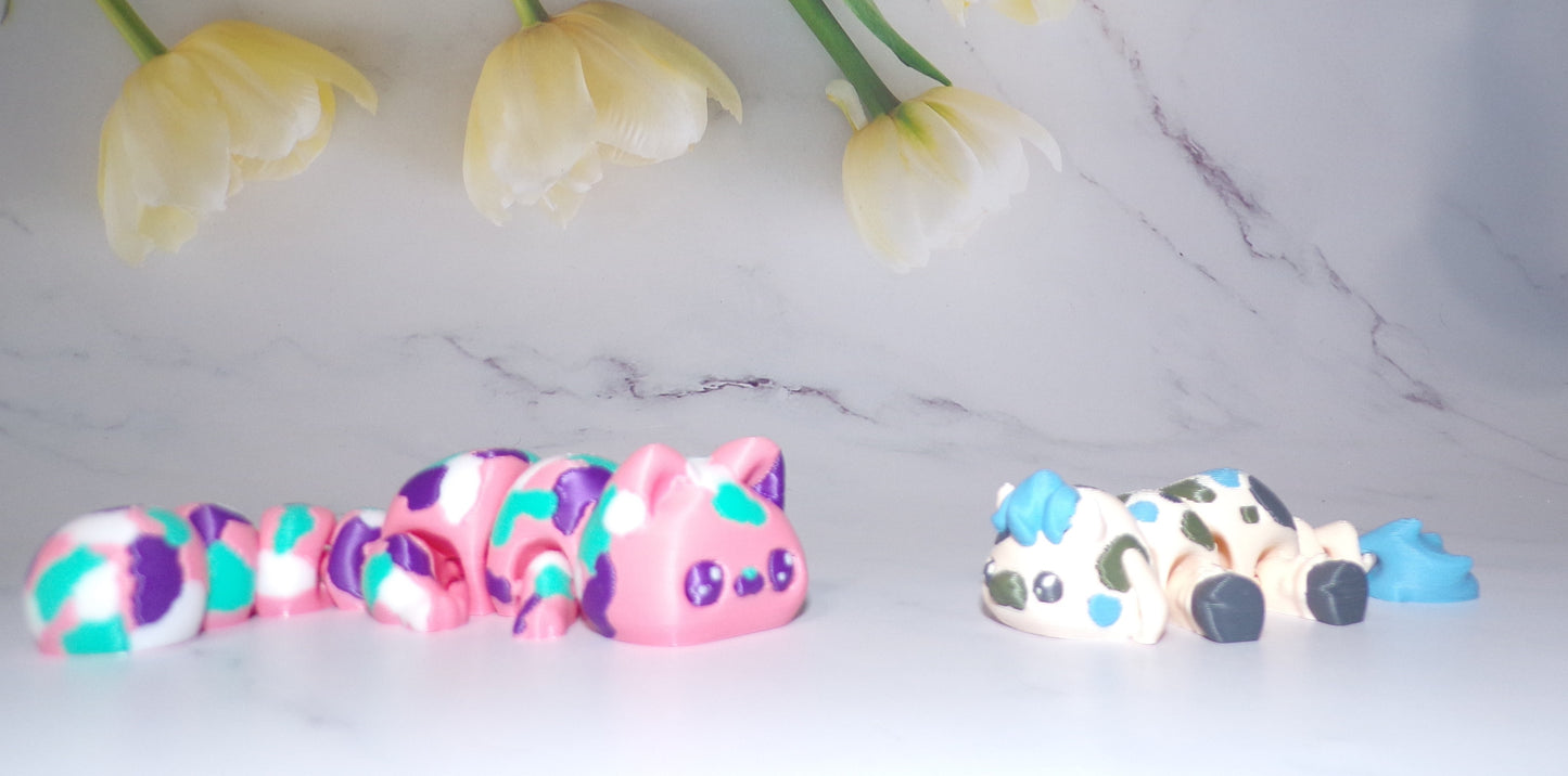 Camo Kitty or Camo Cow Articulated 3d Printed Figurine - Wonderland 3D Printing
