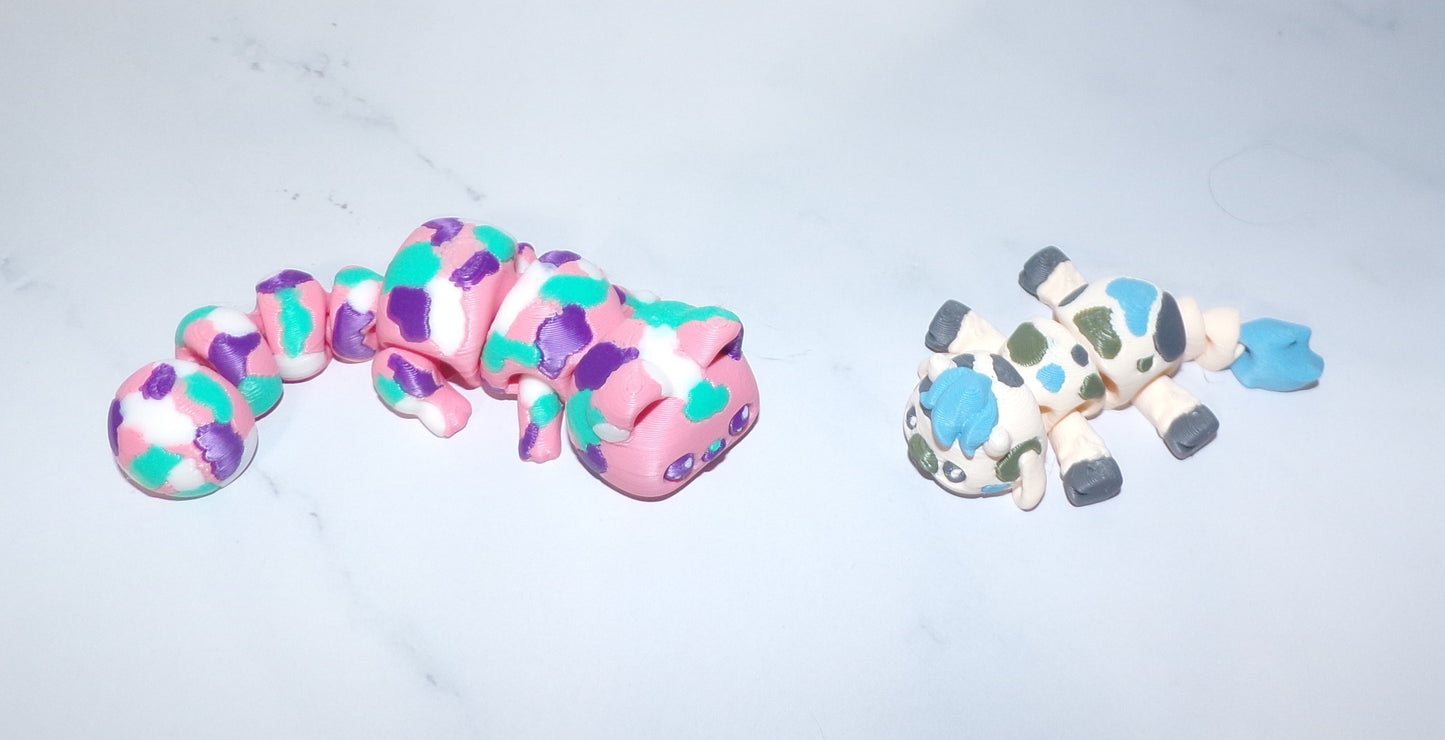 Camo Kitty or Camo Cow Articulated 3d Printed Figurine - Wonderland 3D Printing
