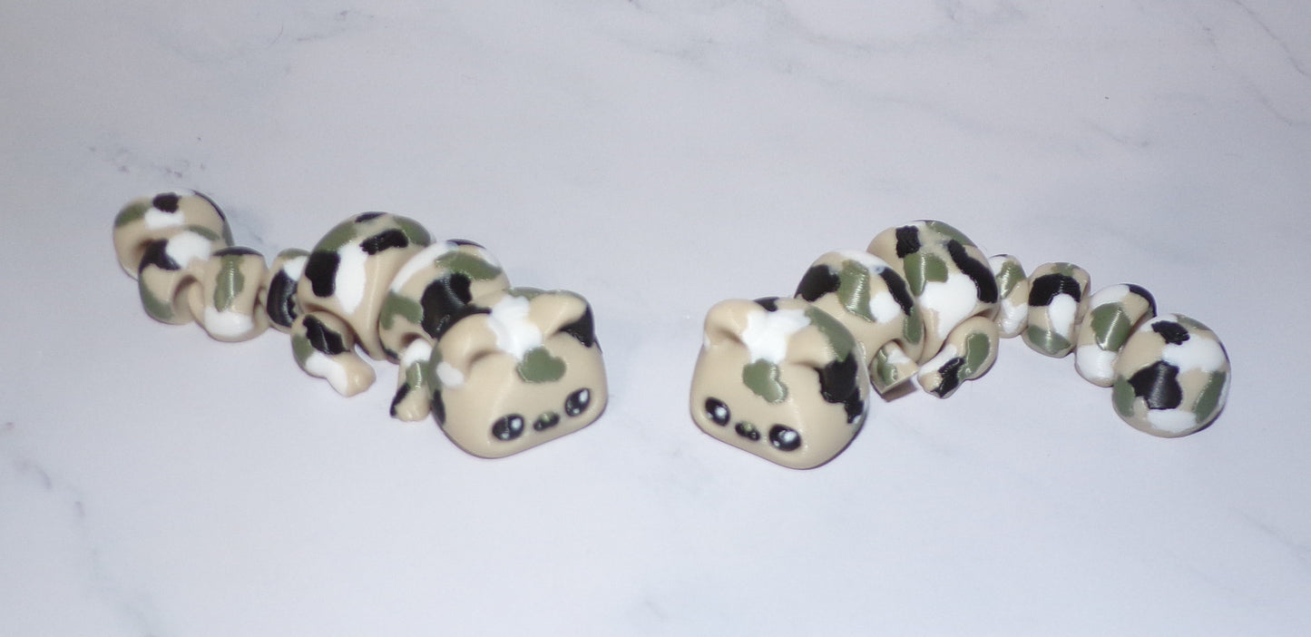 Camo Kitty or Camo Cow Articulated 3d Printed Figurine - Wonderland 3D Printing
