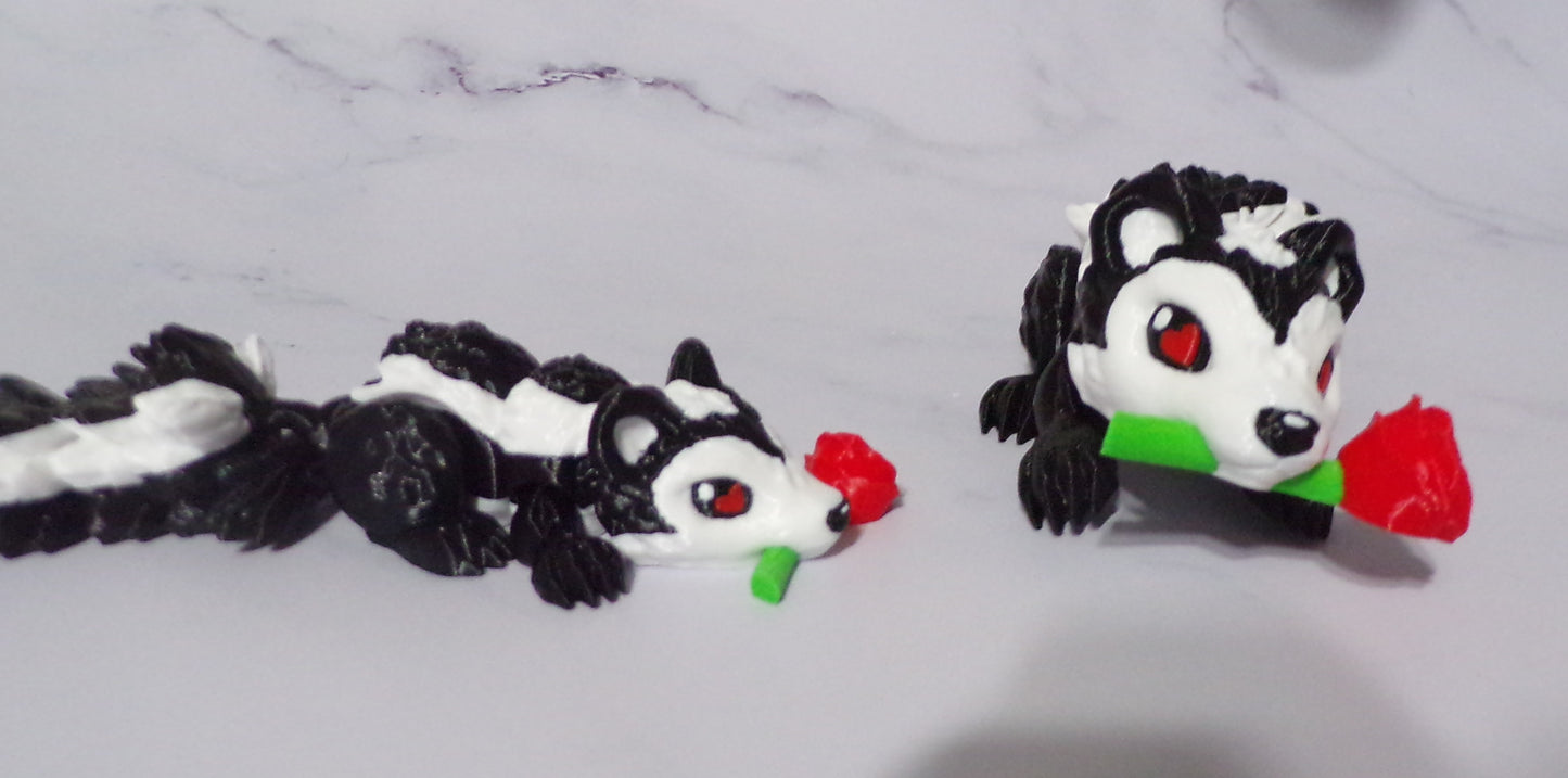 Romantic Skunk 3D Printed Flexi Fidget Articulated Figurine - Wonderland 3D Printing