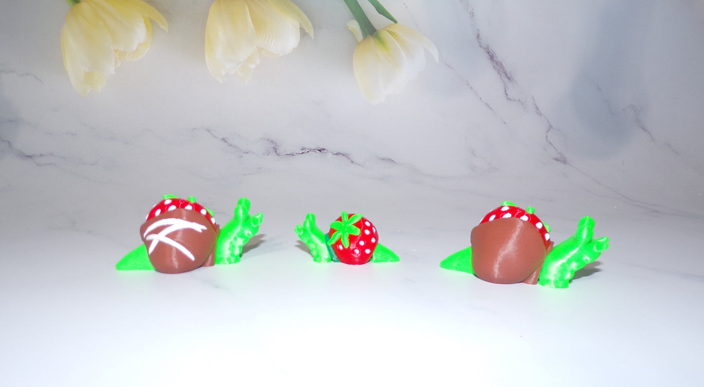 Snails-Rose, Strawberry or Chocolate Covered Strawberry 3D Printed Articulated Figurine - Wonderland 3D Printing