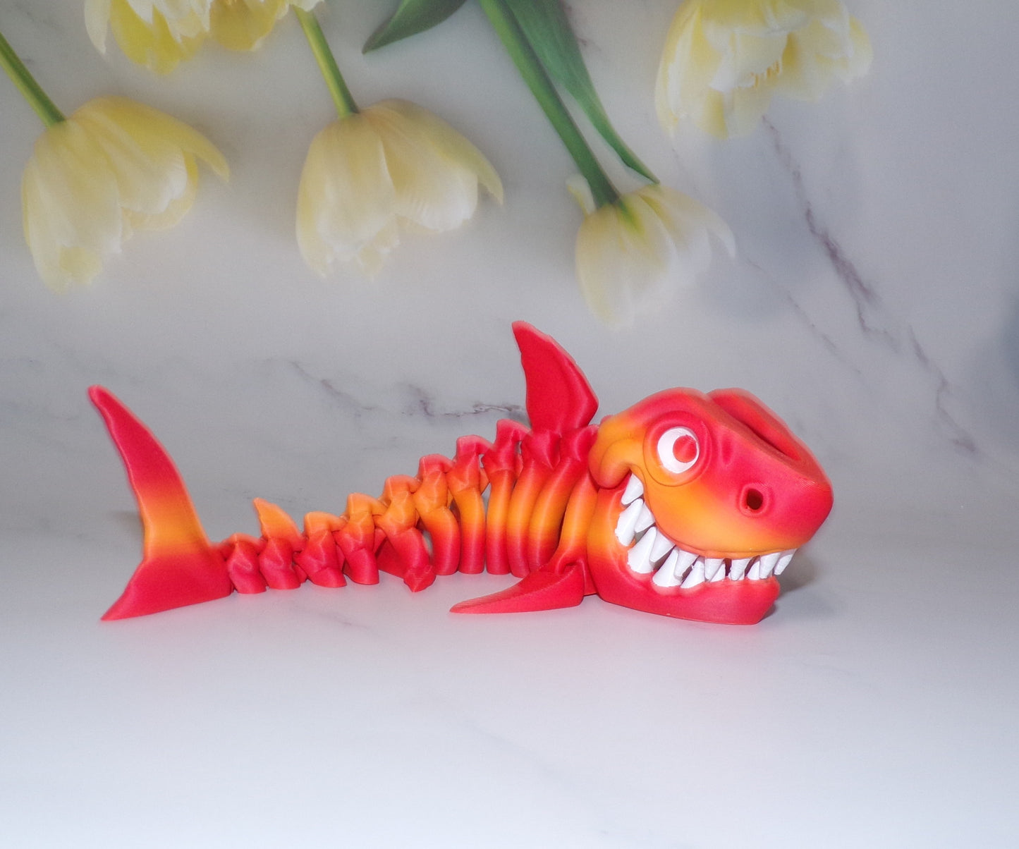 Skeleton Shark 3D Printed Articulated Figurine - Wonderland 3D Printing