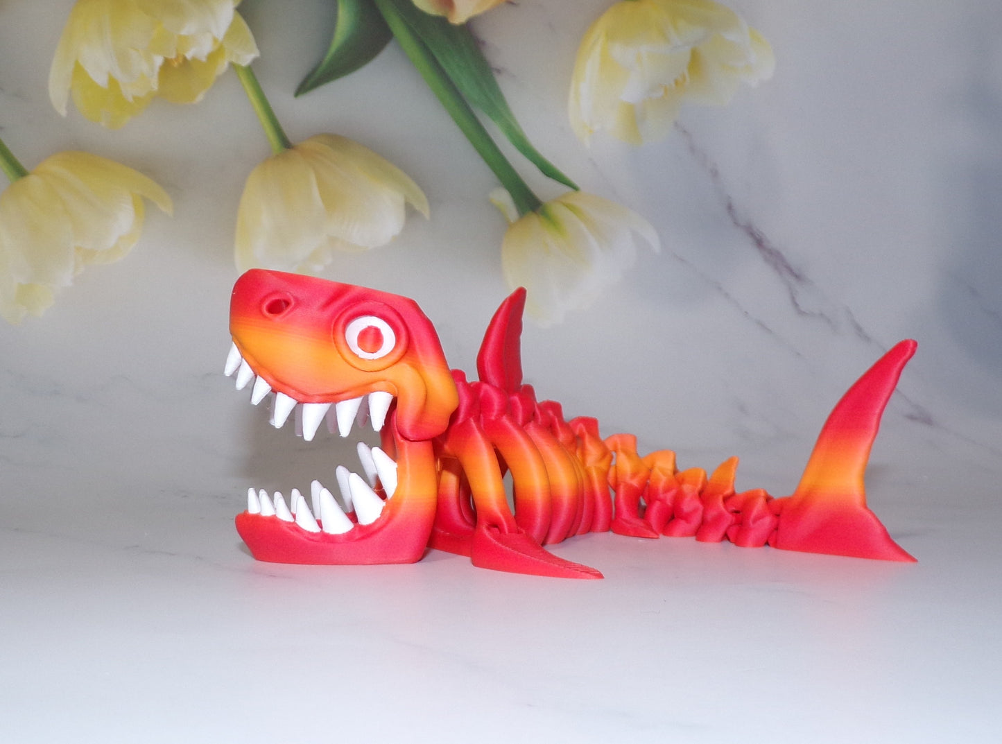 Skeleton Shark 3D Printed Articulated Figurine - Wonderland 3D Printing