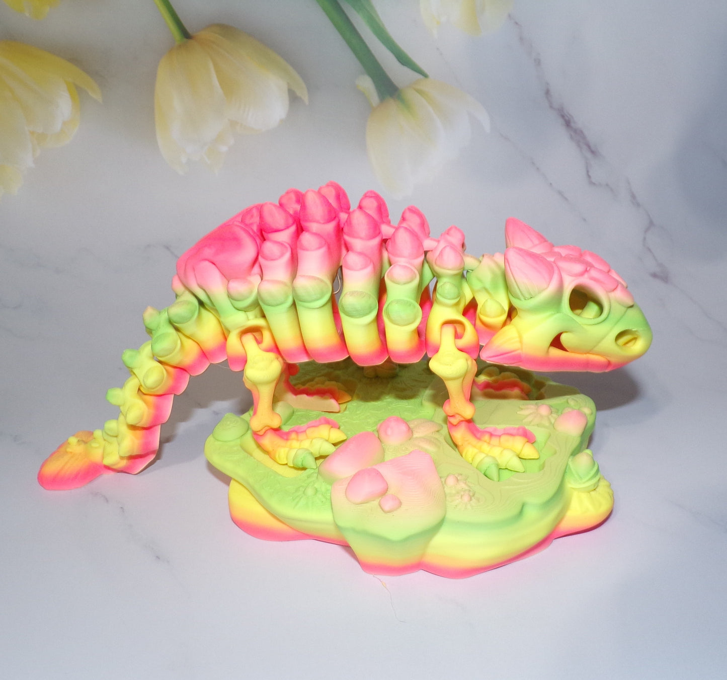Skeleton Ankylosaurus: 3D Printing Articulated Flexi Fidget - Wonderland 3D Printing