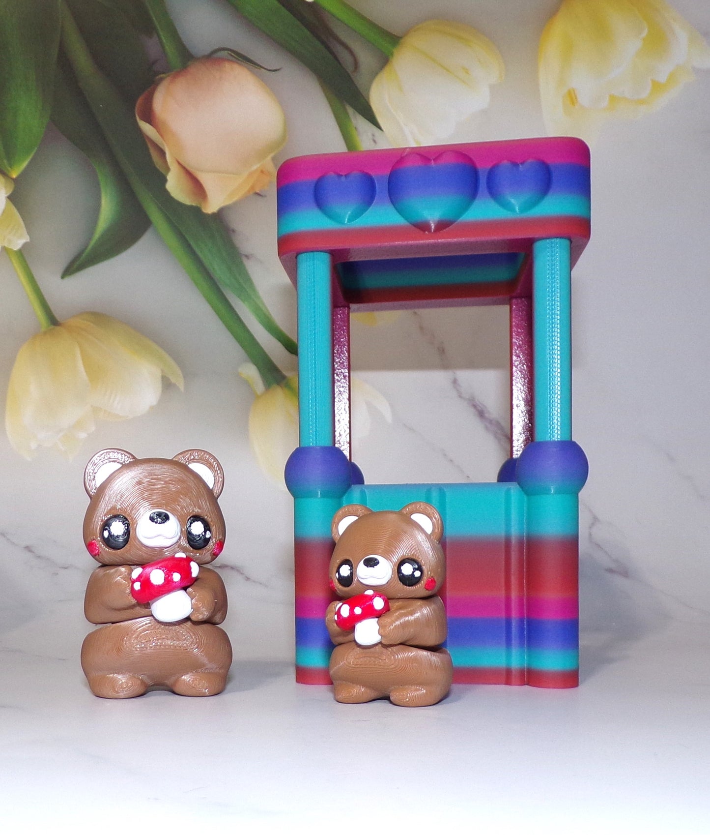 Teddy Bear Flexi with Photo Booth Options 3d Printed Articulated Figurine - Wonderland 3D Printing