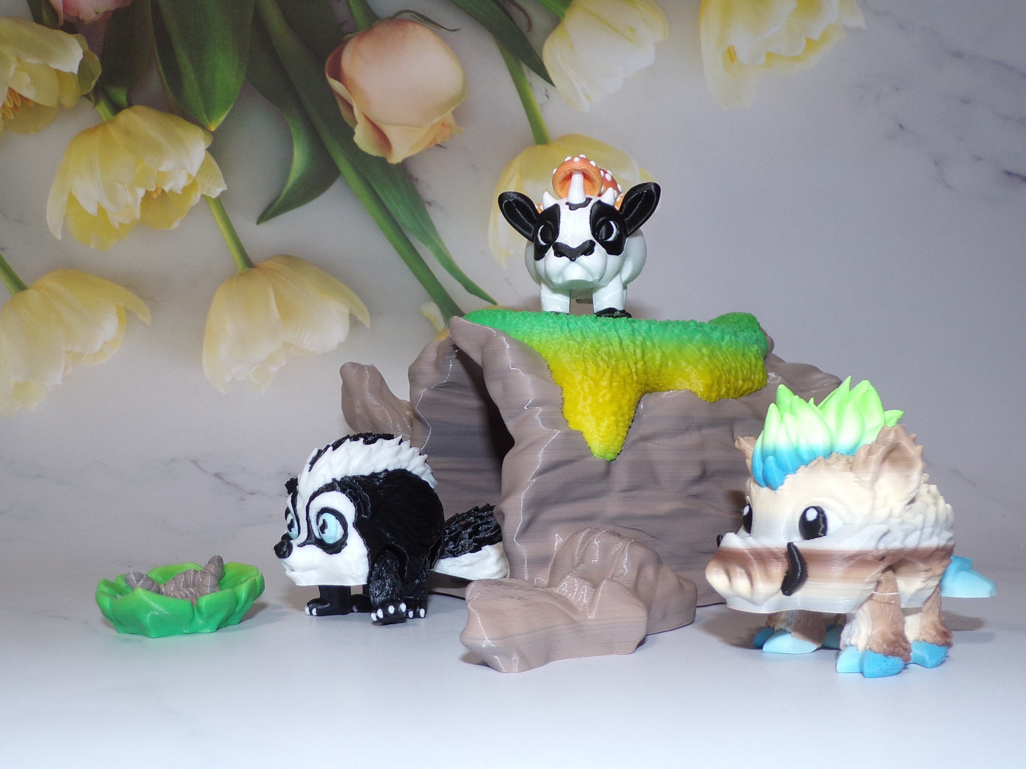 Fallen Log, Tree Stump, Bamboo Base for Pufflings 3d Printed Figurine - Wonderland 3D Printing