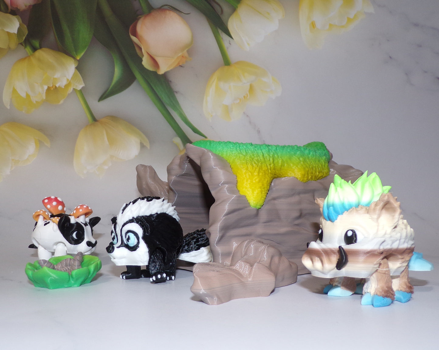 Fallen Log, Tree Stump, Bamboo Base for Pufflings 3d Printed Figurine - Wonderland 3D Printing