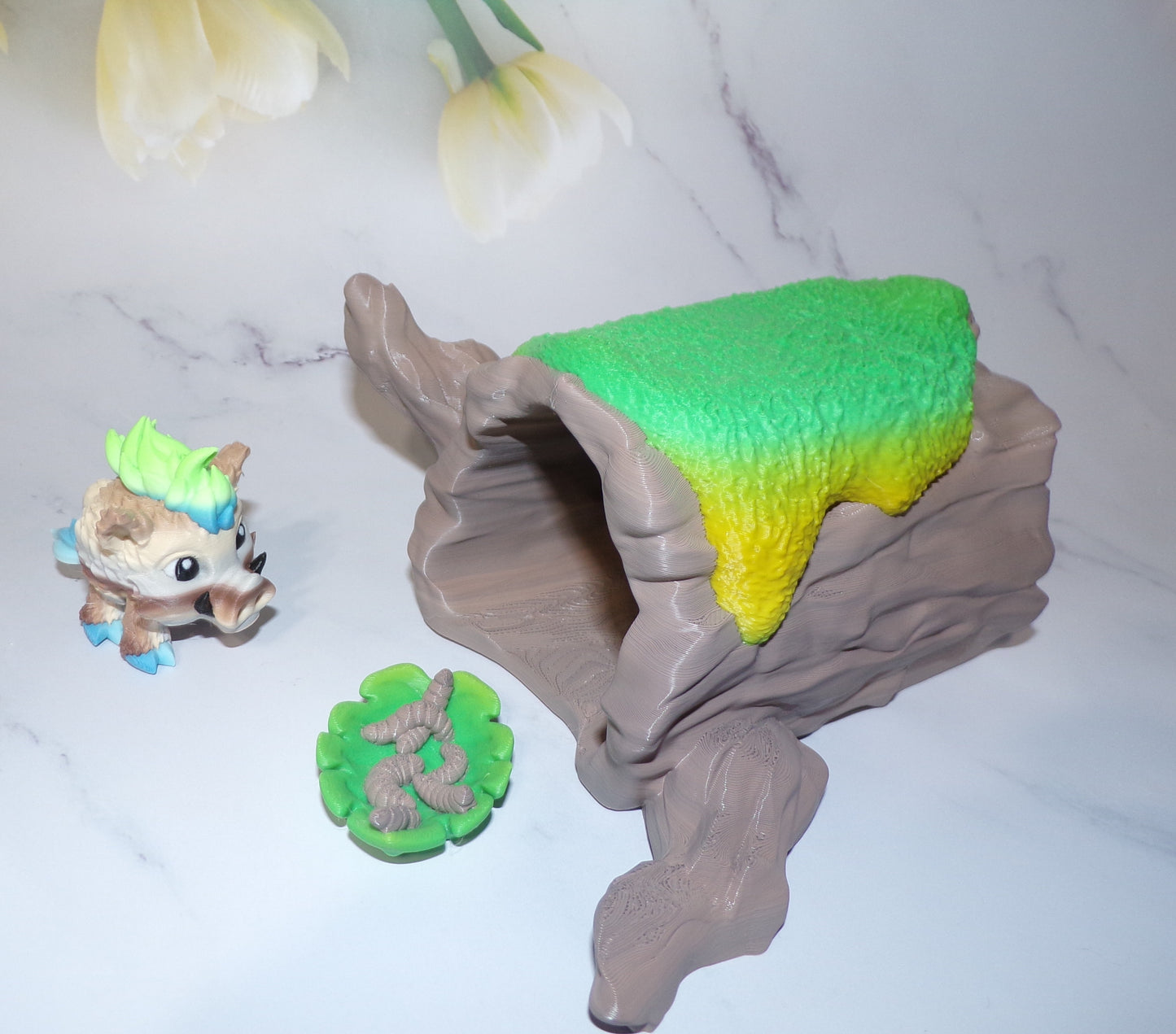 Fallen Log, Tree Stump, Bamboo Base for Pufflings 3d Printed Figurine - Wonderland 3D Printing