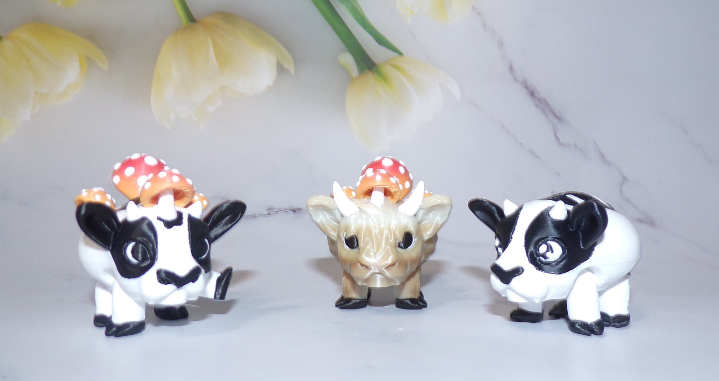 Egg and Ham Piggy, Piggy, Highland Cow, Holstein Cow or Bull Puff Articulated 3d Printed Figurine