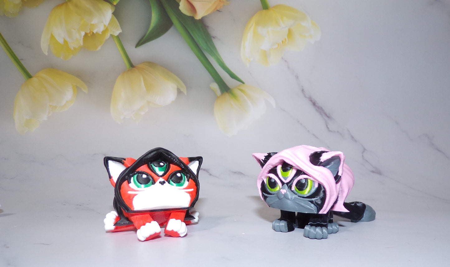Catfish, Cat, Dog, or Mystic Cat Puff Articulated 3d Printed Figurine - Wonderland 3D Printing