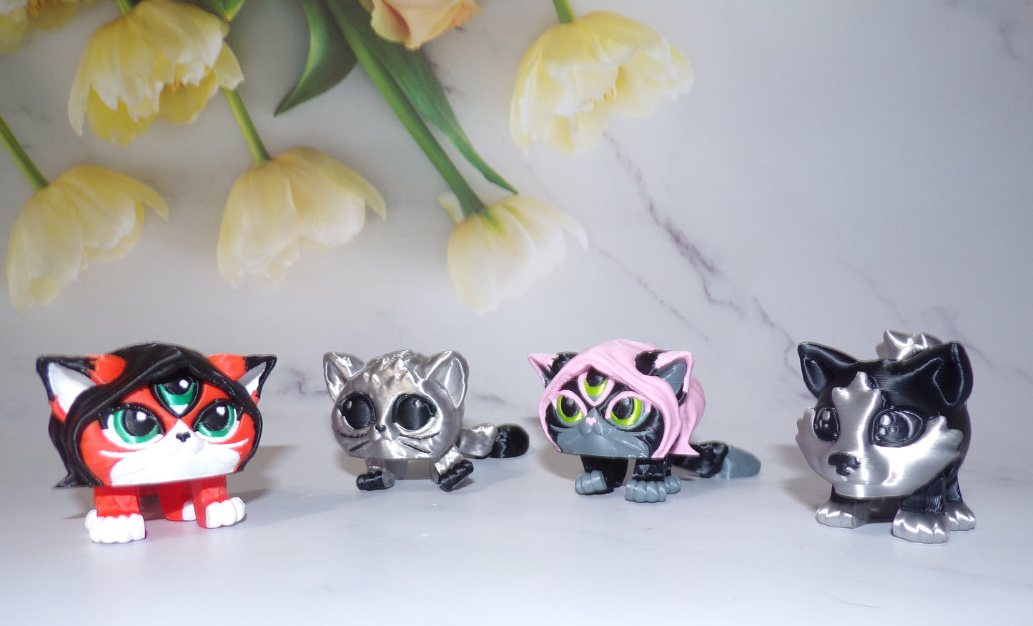 Catfish, Cat, Dog, or Mystic Cat Puff Articulated 3d Printed Figurine - Wonderland 3D Printing