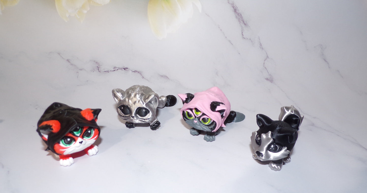 Catfish, Cat, Dog, or Mystic Cat Puff Articulated 3d Printed Figurine - Wonderland 3D Printing