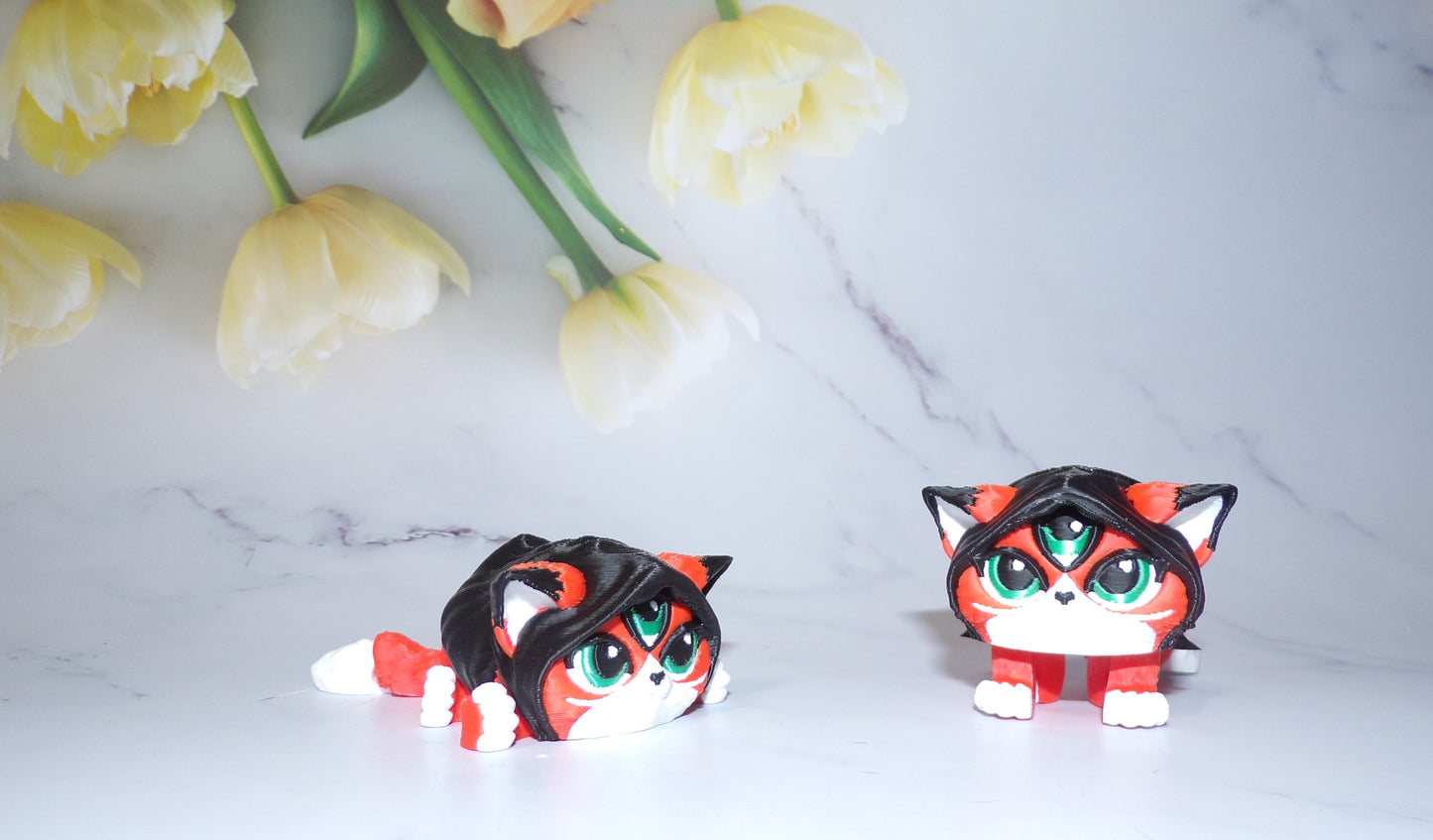 Catfish, Cat, Dog, or Mystic Cat Puff Articulated 3d Printed Figurine - Wonderland 3D Printing