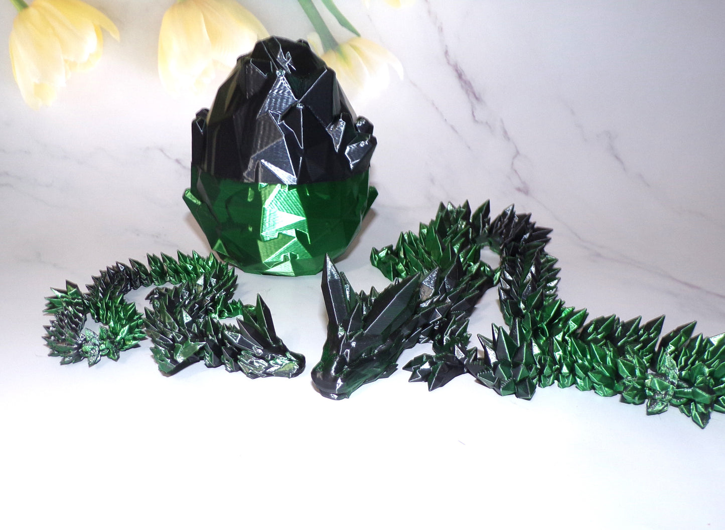 3D Printed Crystal Dragon, Dragon Egg, Articulated Dragon Figurine, Toddler Room Decor, Dragon Toy Handmade Flexi Toys, Bookshelf Decor - Wonderland 3D Printing