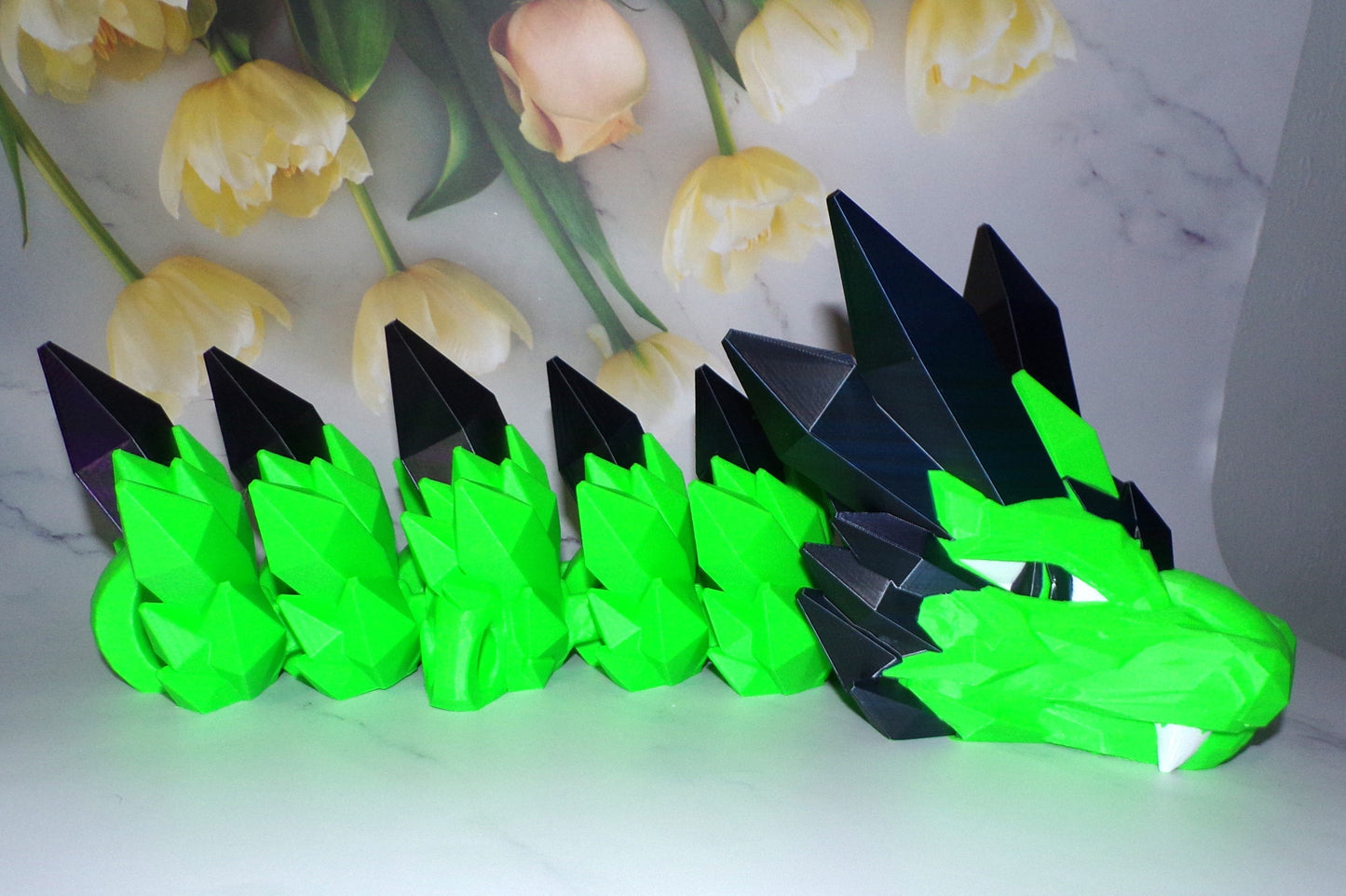 Crystal Dragon 6.7ft or 5 ft long Dragon 3D Printed Articulated Figurine - Wonderland 3D Printing