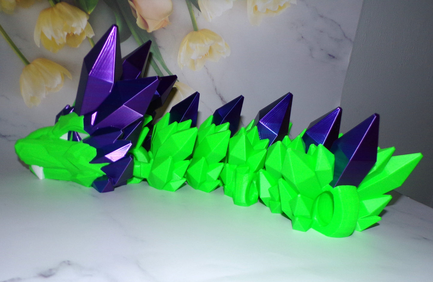 Crystal Dragon 6.7ft or 5 ft long Dragon 3D Printed Articulated Figurine - Wonderland 3D Printing