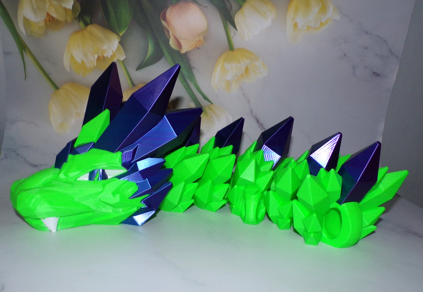 Crystal Dragon 6.7ft or 5 ft long Dragon 3D Printed Articulated Figurine - Wonderland 3D Printing