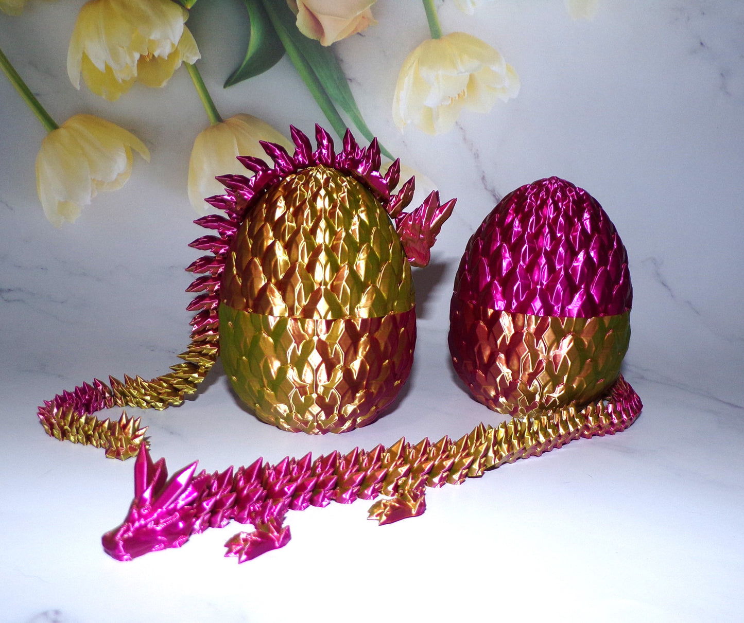3D Printed Crystal Dragon, Dragon Egg, Articulated Dragon Figurine, Toddler Room Decor, Dragon Toy Handmade Flexi Toys, Bookshelf Decor - Wonderland 3D Printing